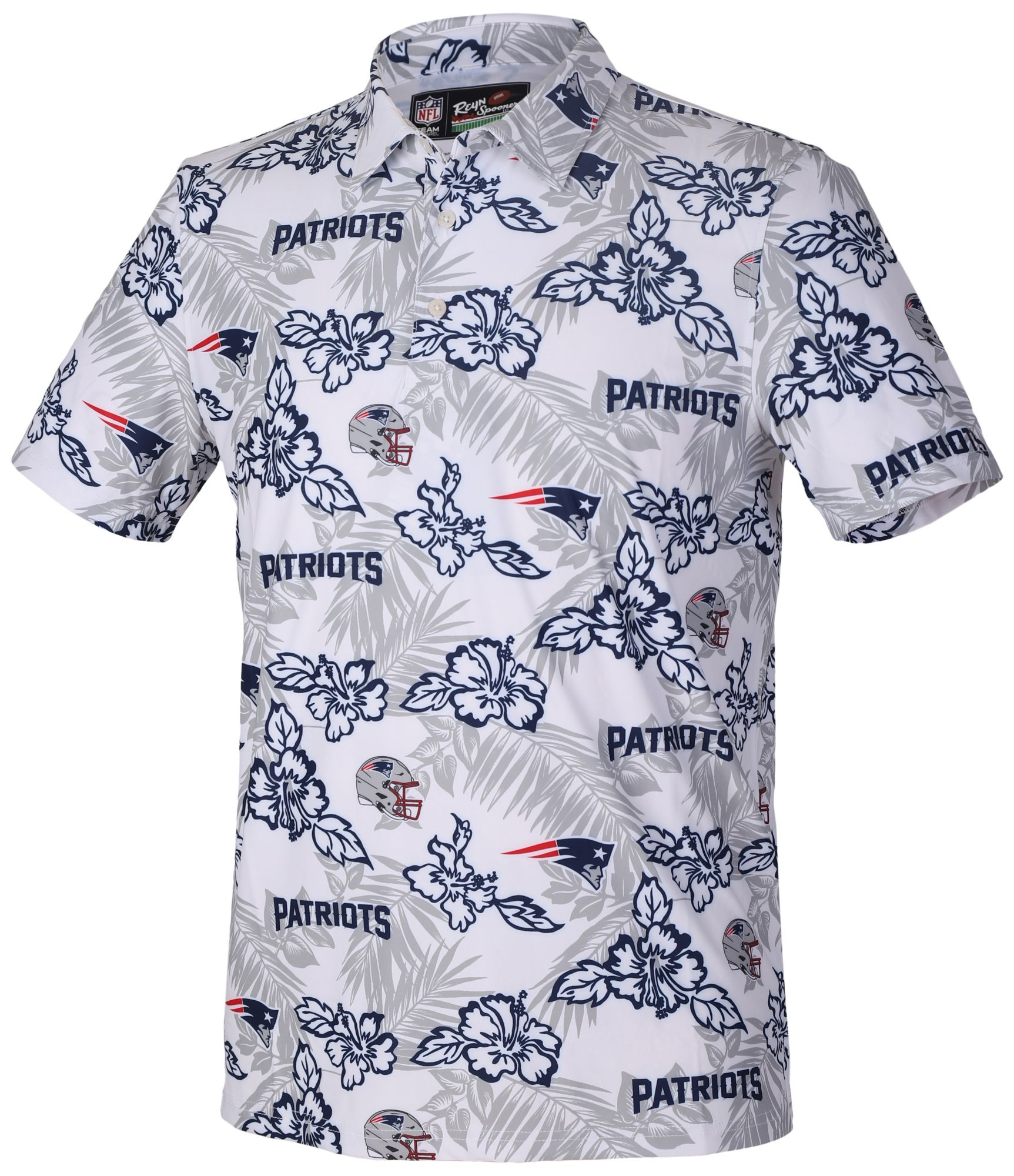 Reyn Spooner Men's New England Patriots White Perforated Polo