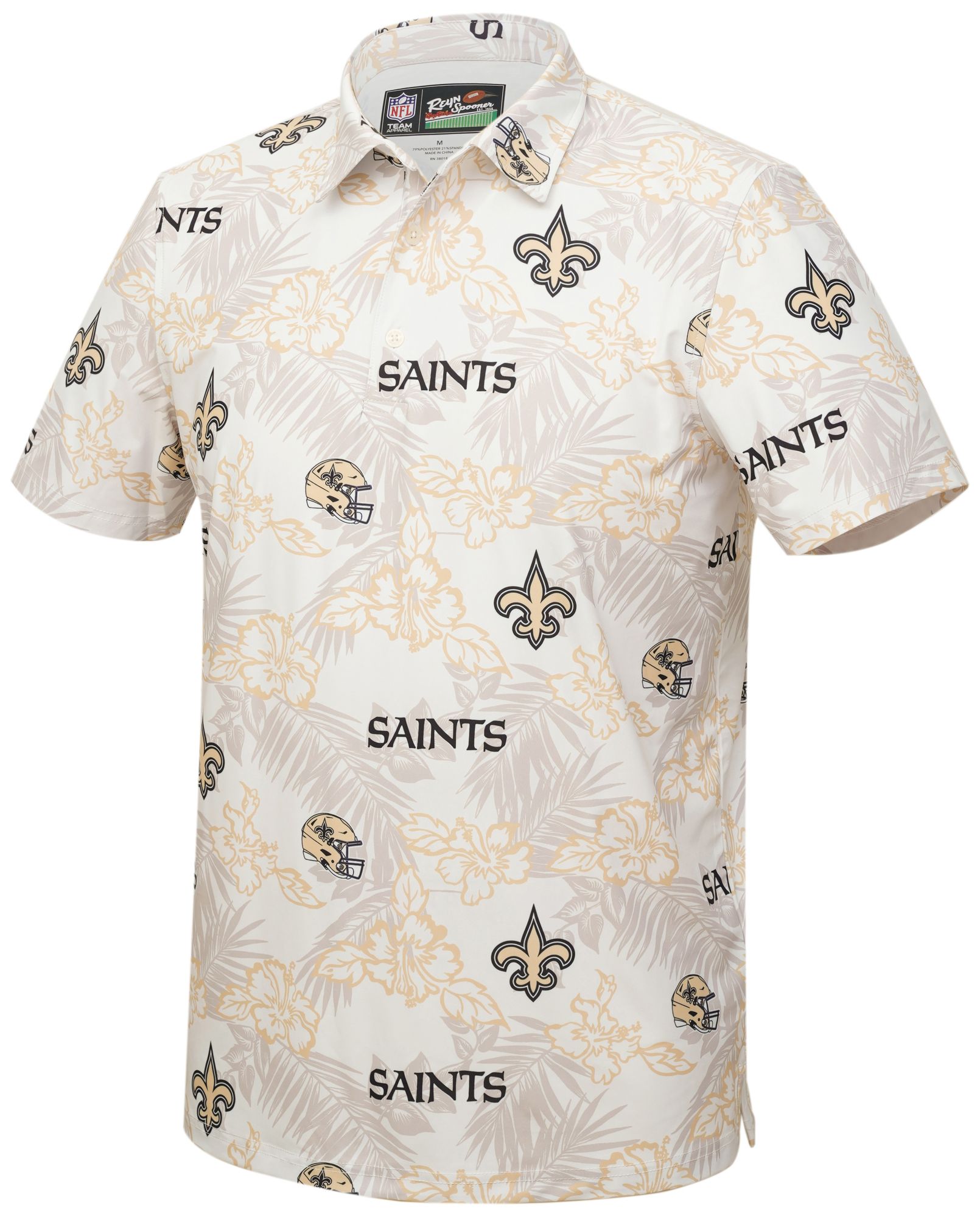 Reyn Spooner Men's New Orleans Saints White Perforated Polo