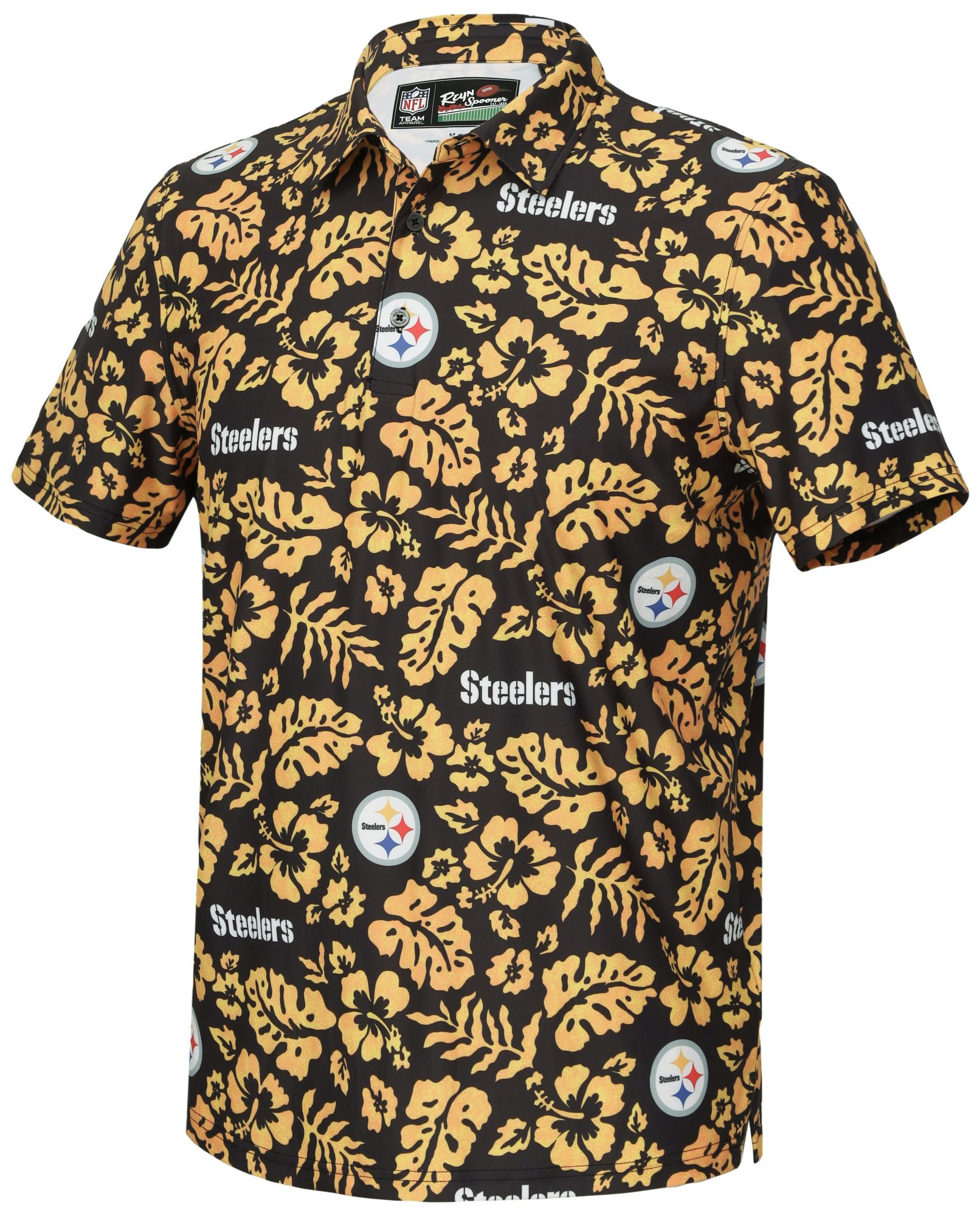 Reyn Spooner Men's Pittsburgh Steelers Black Game Day Polo