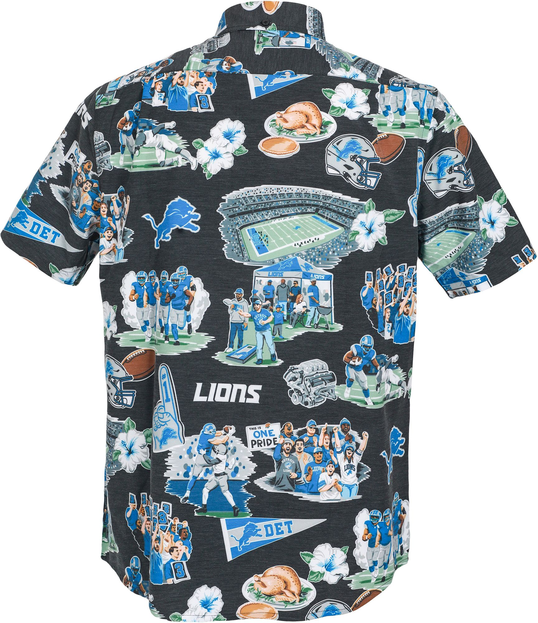 Reyn Spooner Men's Detroit Lions Black Short Sleeve Button Down Shirt