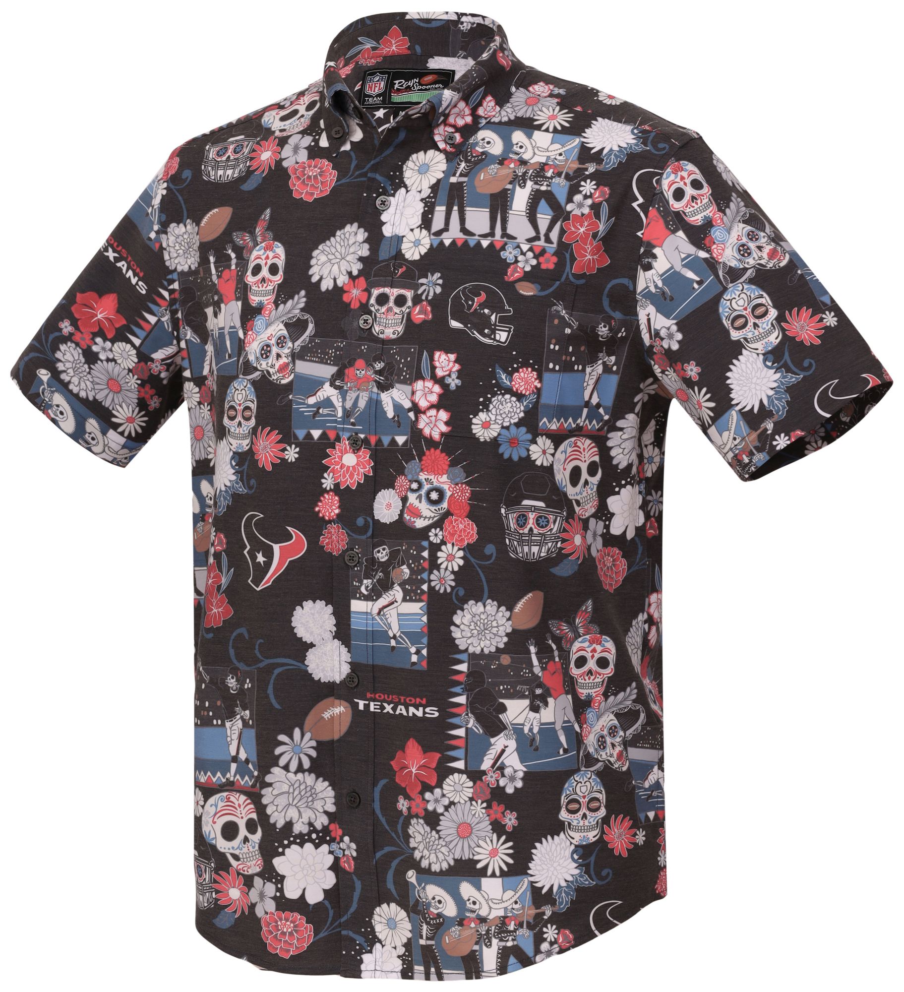 Reyn Spooner Men's Houston Texans Black Día De Los Muertos Button-Down Shirt