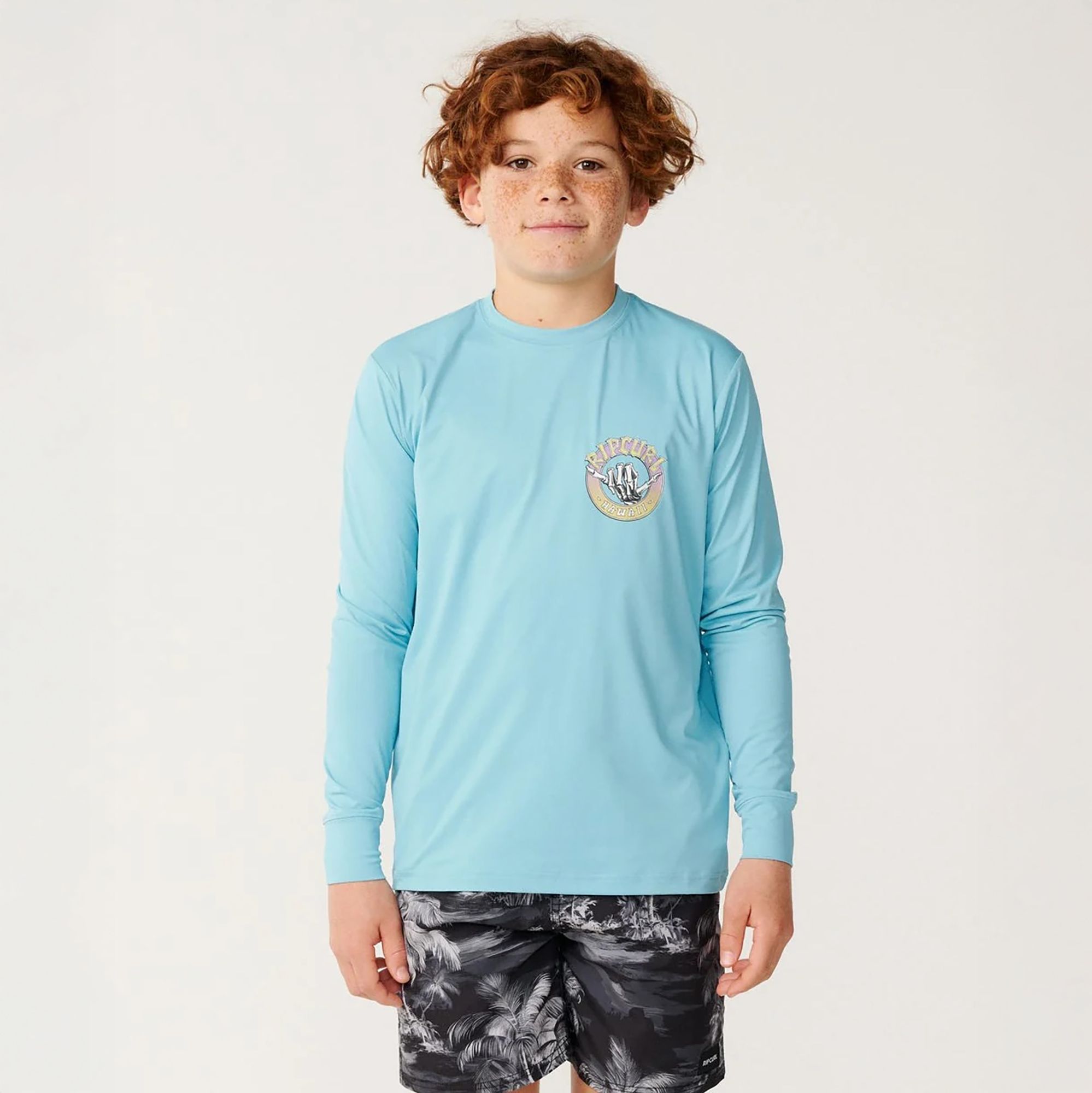 Rip Curl Boys' Desto Shred Shaka UPF Long-Sleeve Graphic Shirt