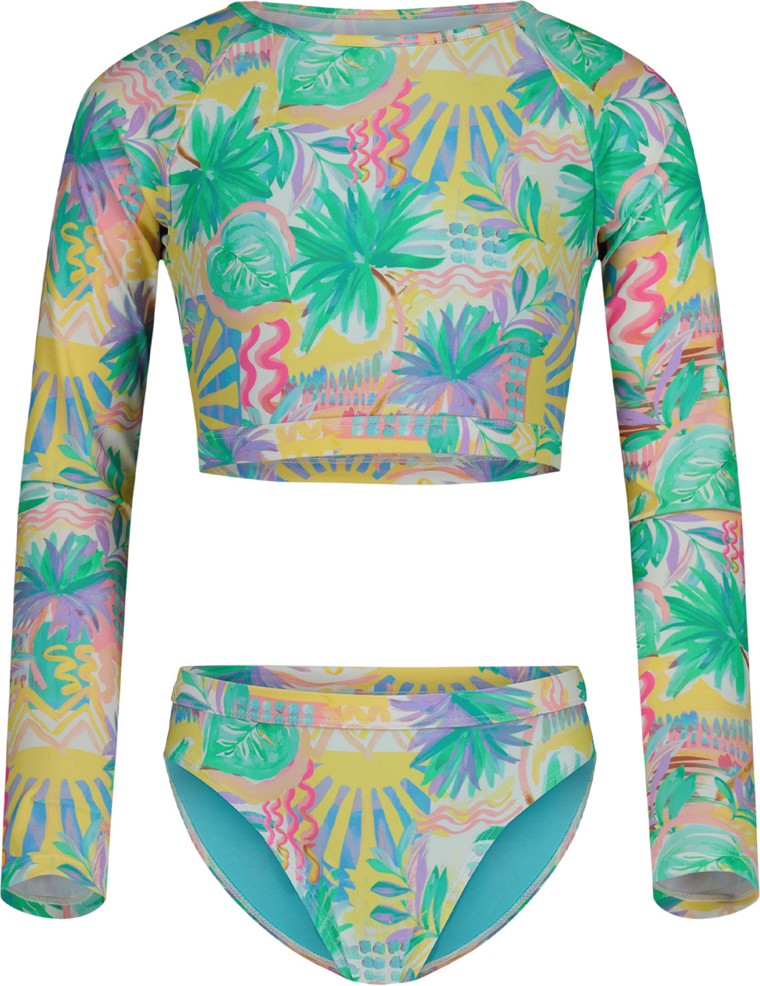 Roxy Girls' Palm Sun Long Sleeve Crop Raglan Swim Set