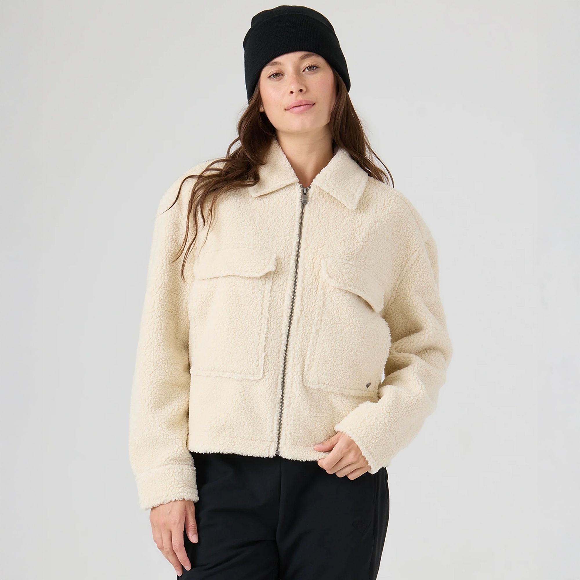 Roxy Women's Amelia Cropped Boucle Jacket, XL, Fog