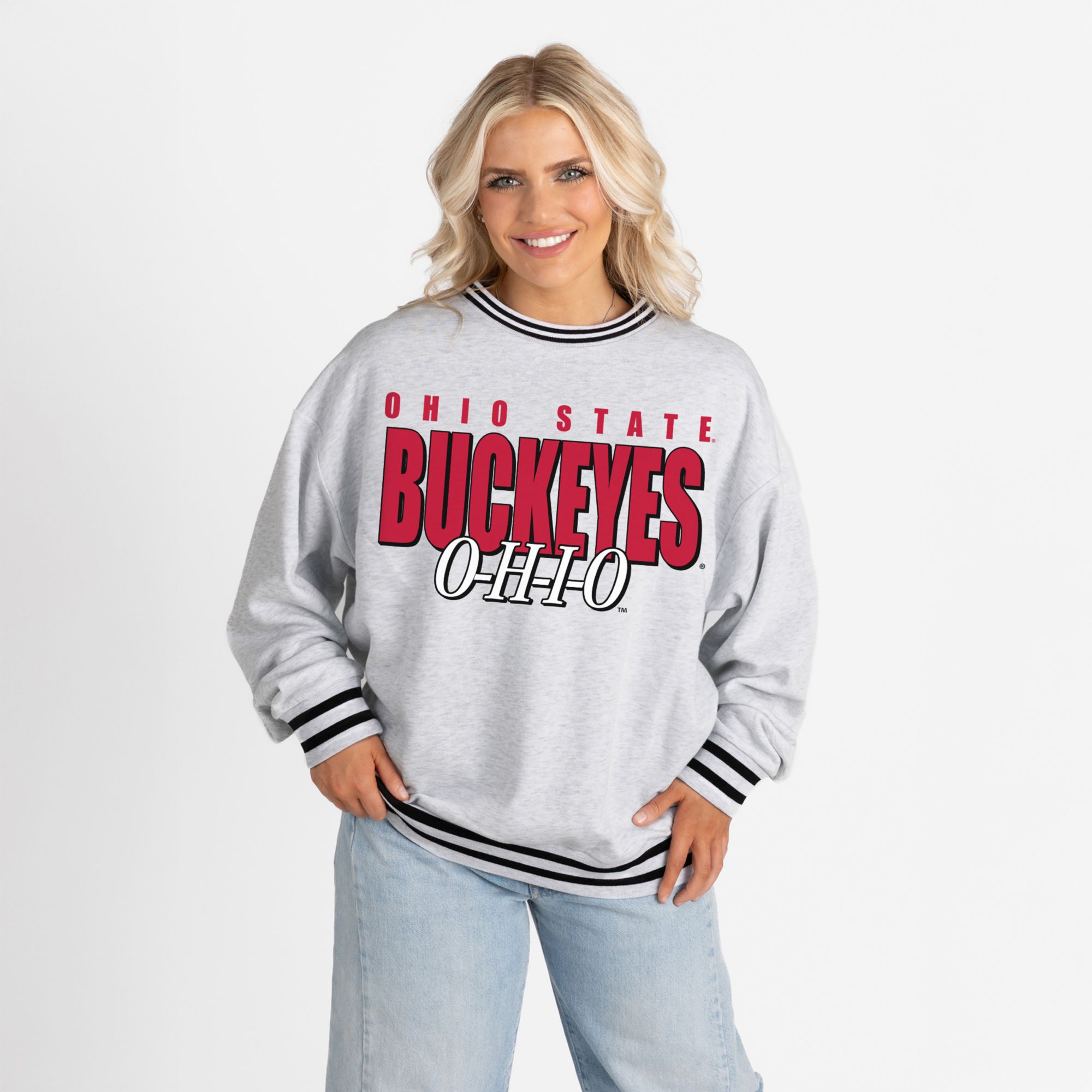 Gameday Couture Women's Ohio State Buckeyes White Ringer Crewneck Sweatshirt