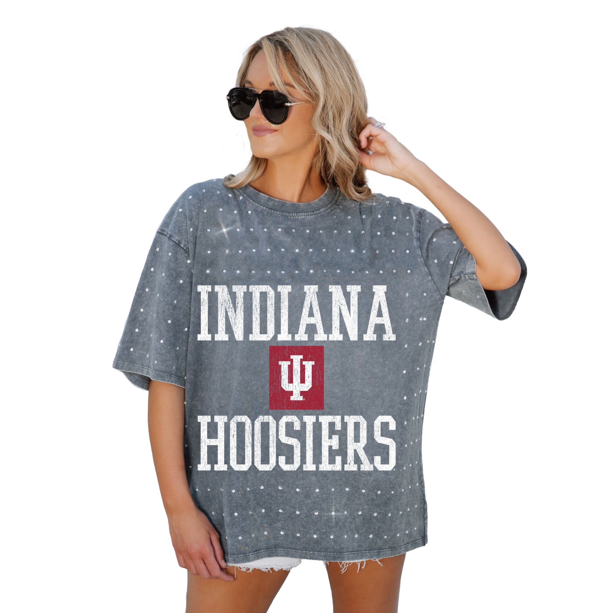 Gameday Couture Women's Indiana Hoosiers Grey Rhinestone T-Shirt