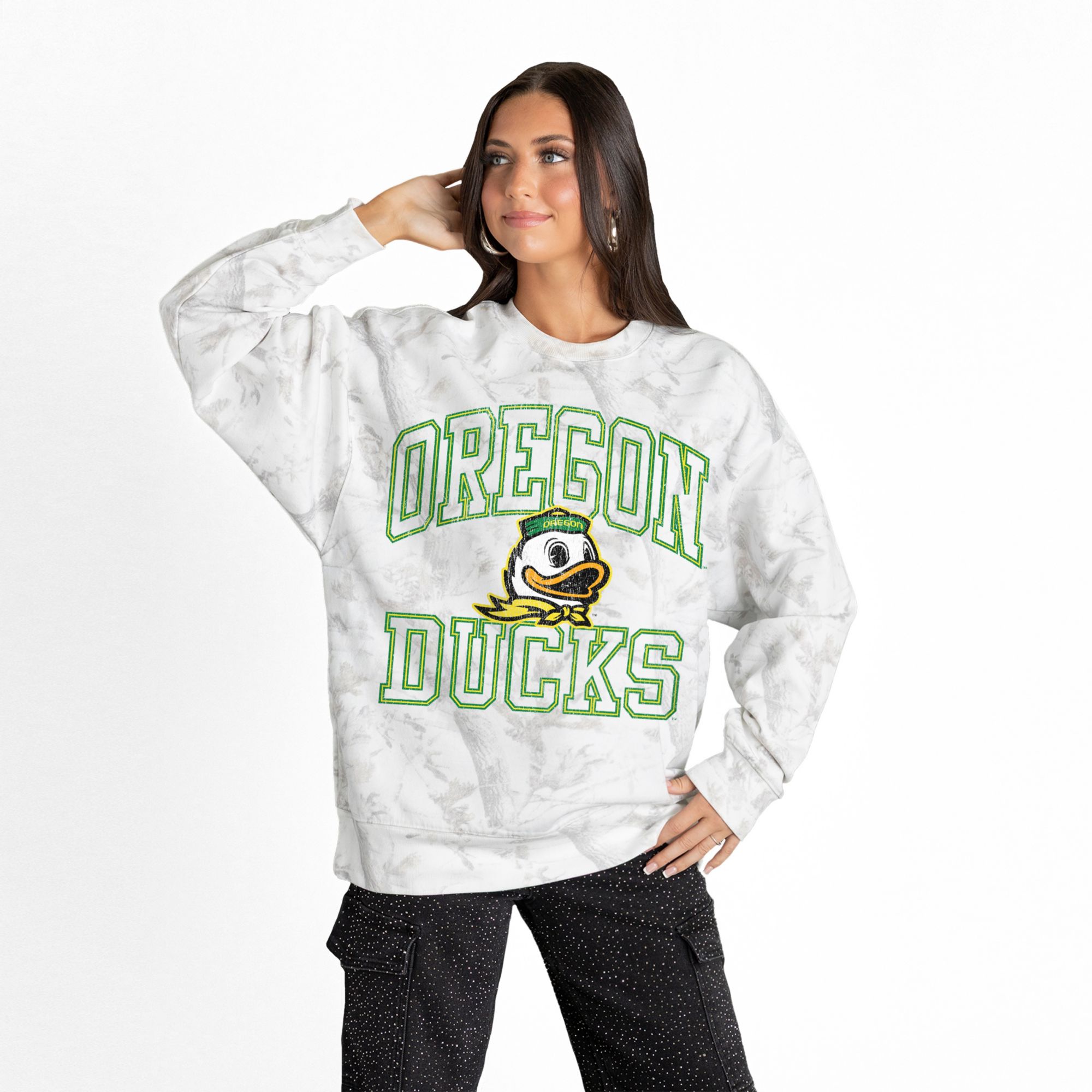 Gameday Couture Women's Oregon Ducks White Camo Crewneck Sweatshirt