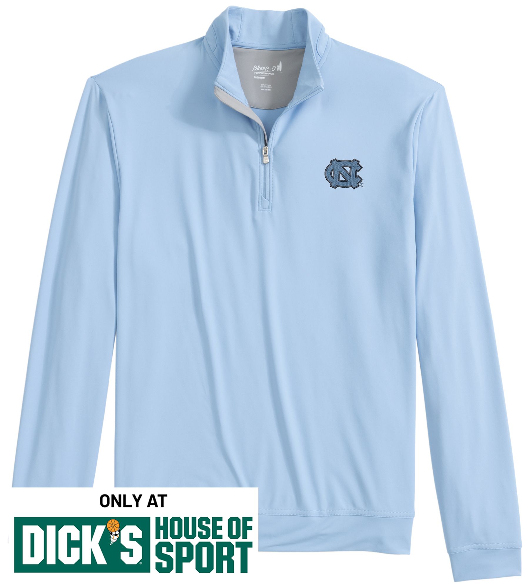 Johnnie-O Men's North Carolina Tar Heels Light Blue Motion 1/4 Zip Pullover