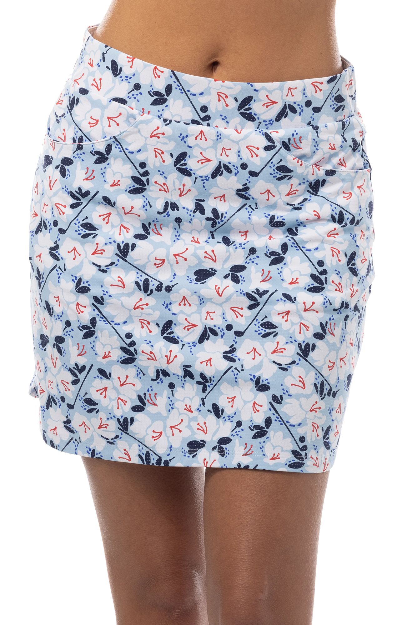 SanSoleil Women's 17” SolAir Print Golf Skort, Medium, Puttercup Blue