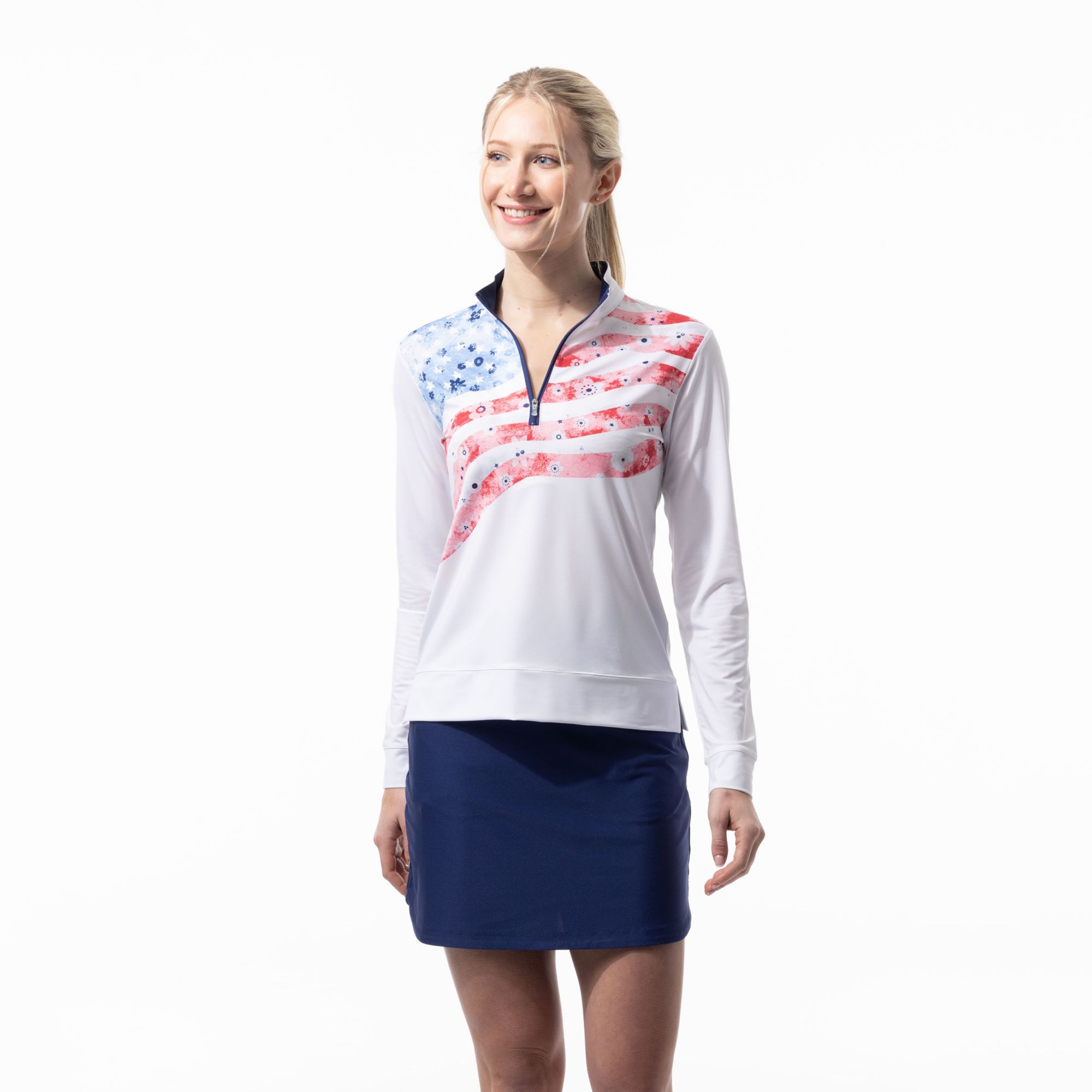 SanSoleil Women's Mélange Mini Check Golf Pullover