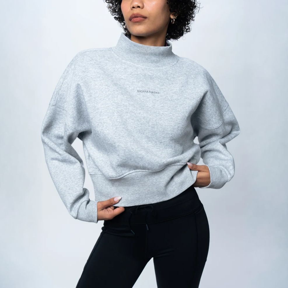 Sierra Madre Women's SportFleece Mock Neck Golf Pullover, Large, Heather Grey Gray