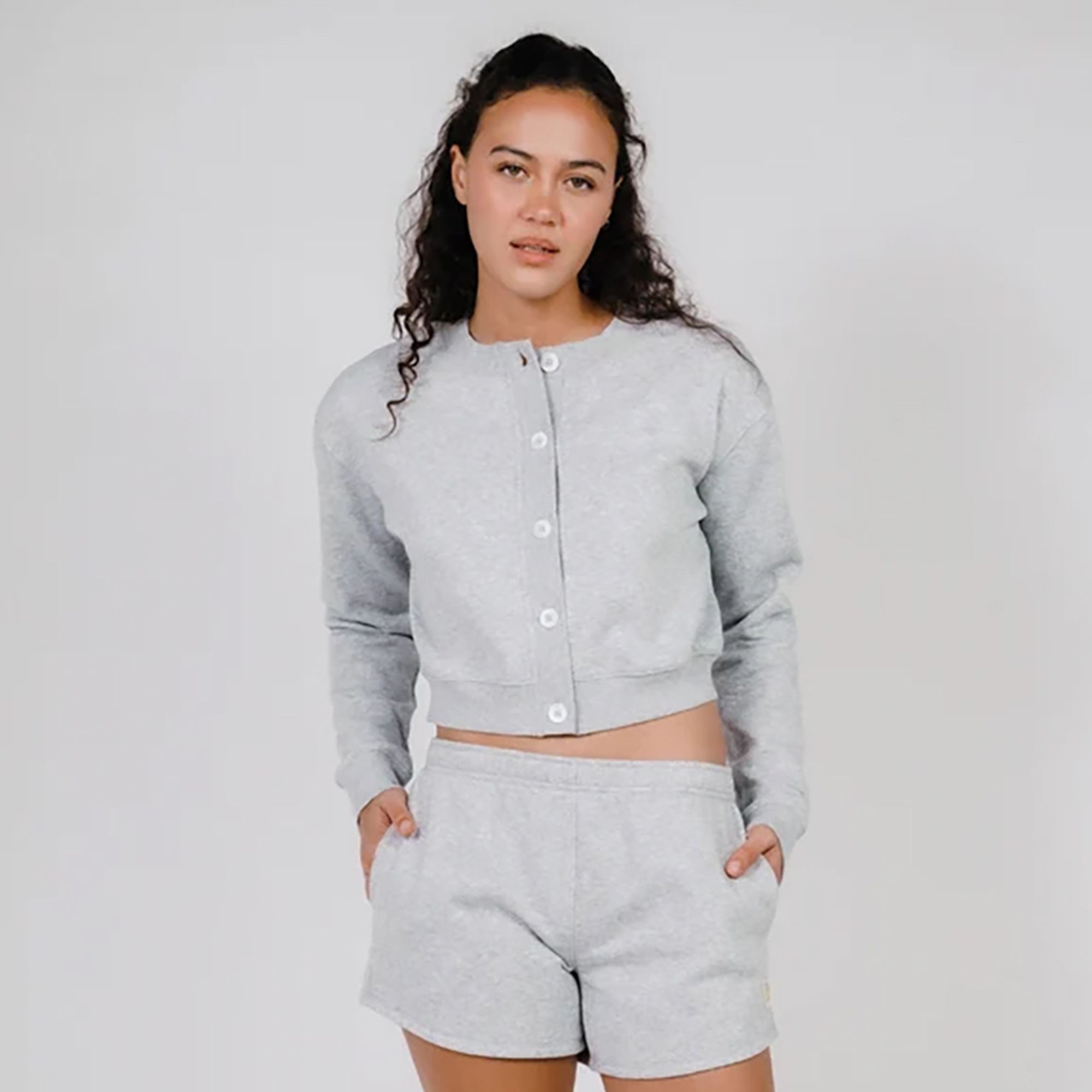 Sierra Madre Women's SportFleece Button Golf Cardi, Medium, Heather Grey Gray