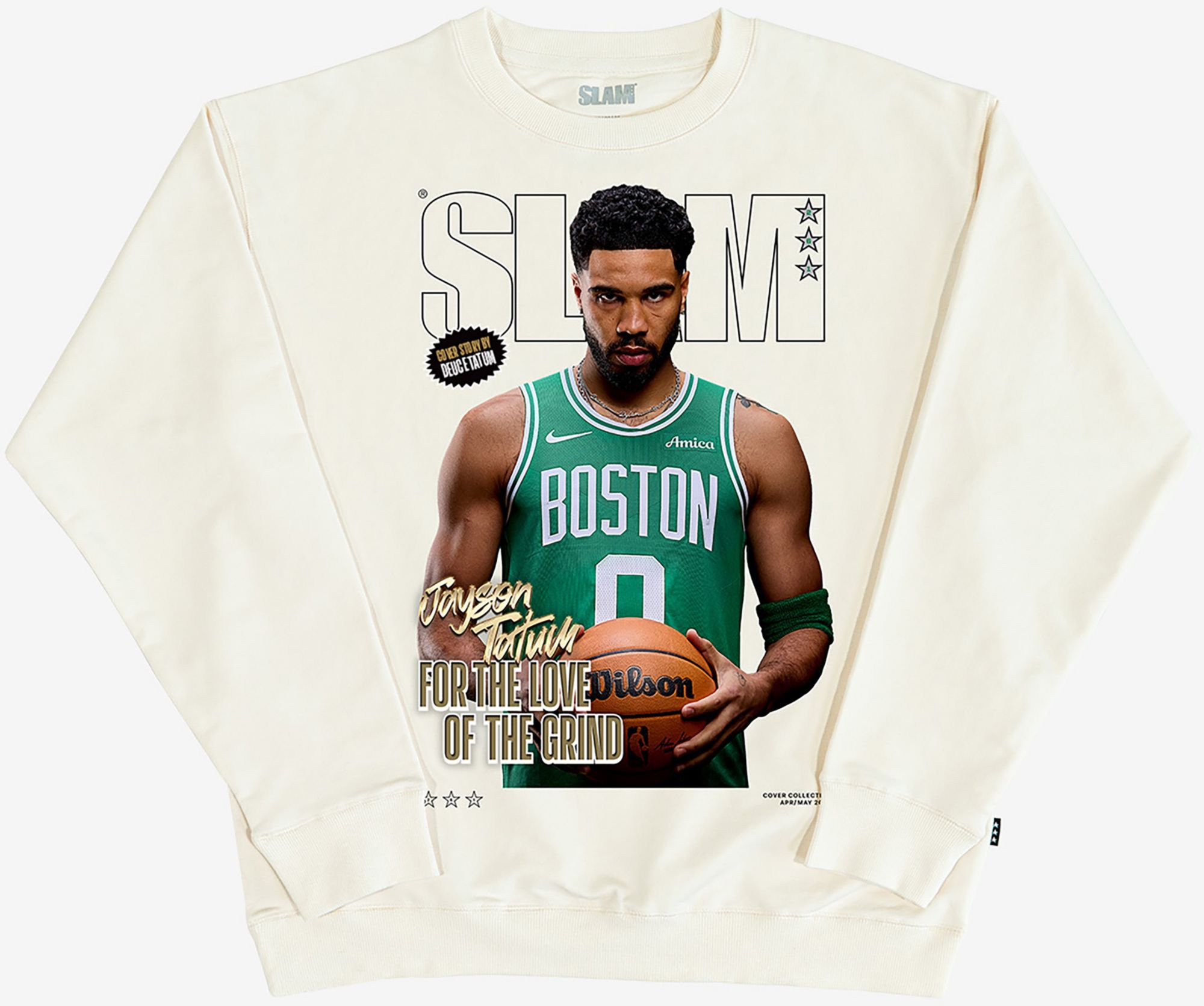 SLAM Adult Boston Celtics Jayson Tatum #0 Off-White Crewneck Sweatshirt