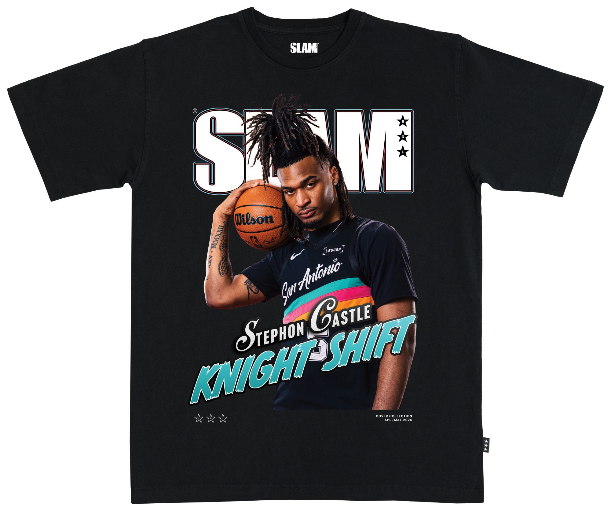 SLAM Adult San Antonio Spurs Stephon Castle Black SLAM Cover T-Shirt