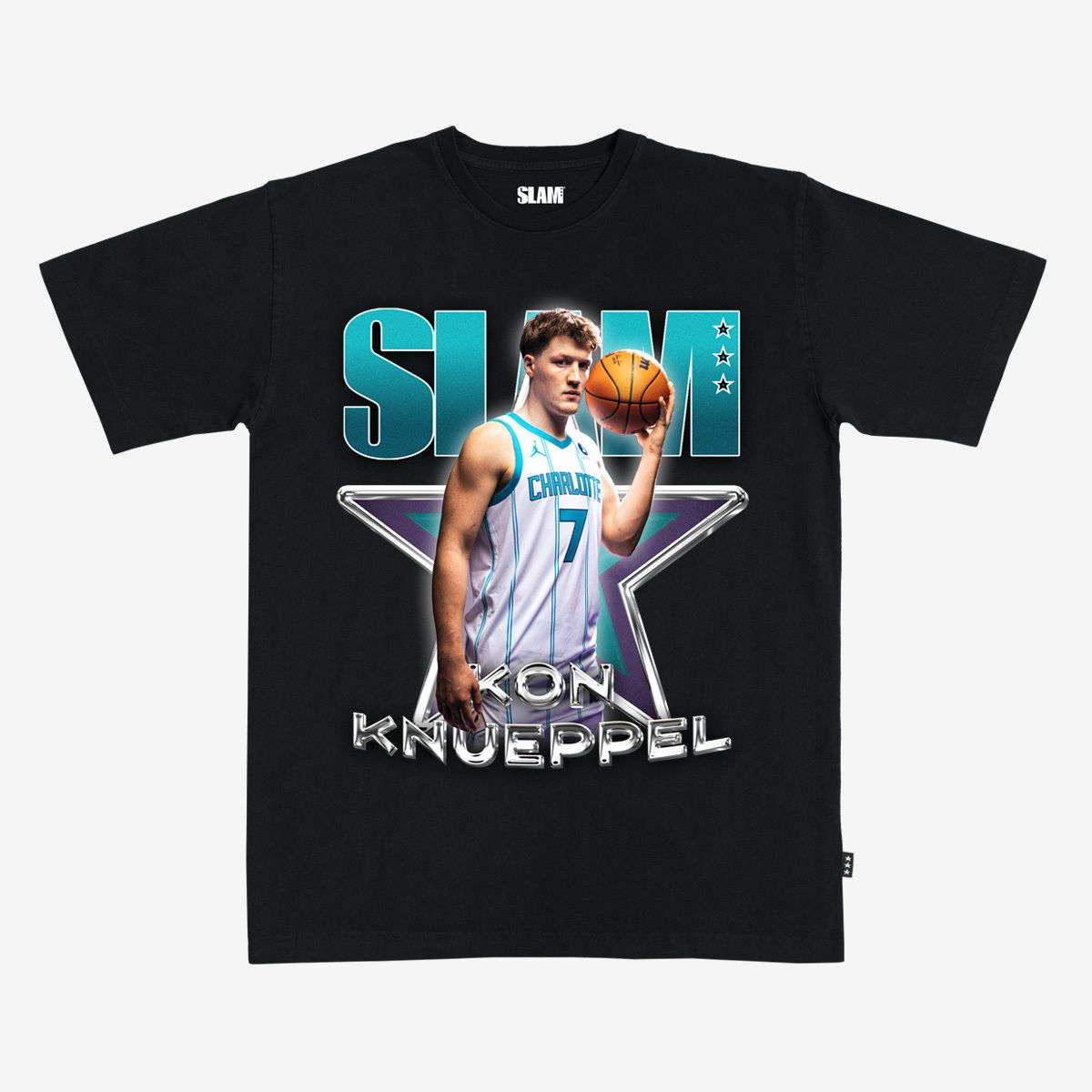 SLAM Adult Charlotte Hornets Kon Knueppel SLAM Remix Black T-Shirt