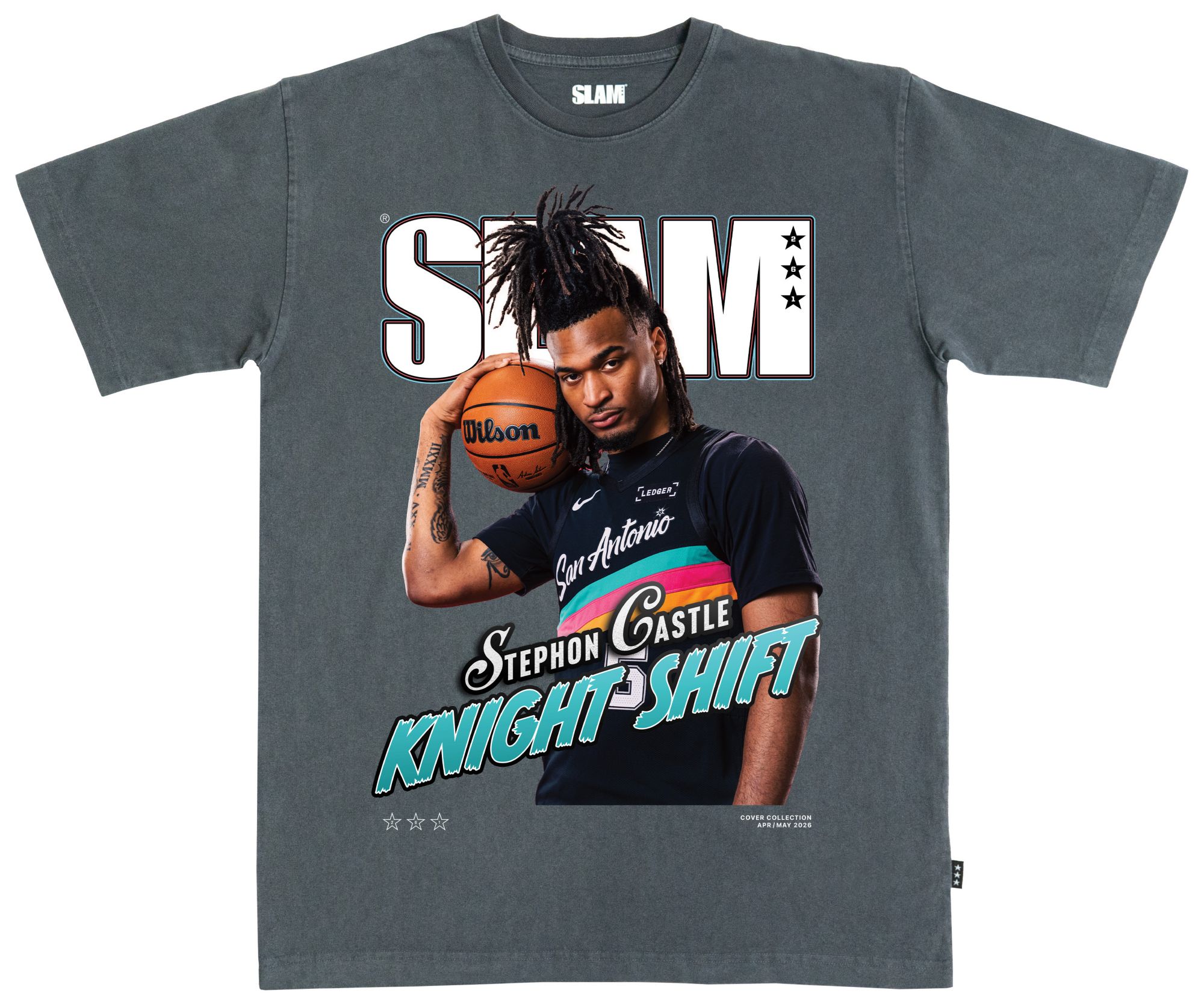 SLAM Adult San Antonio Spurs Stephon Castle Grey SLAM Cover T-Shirt