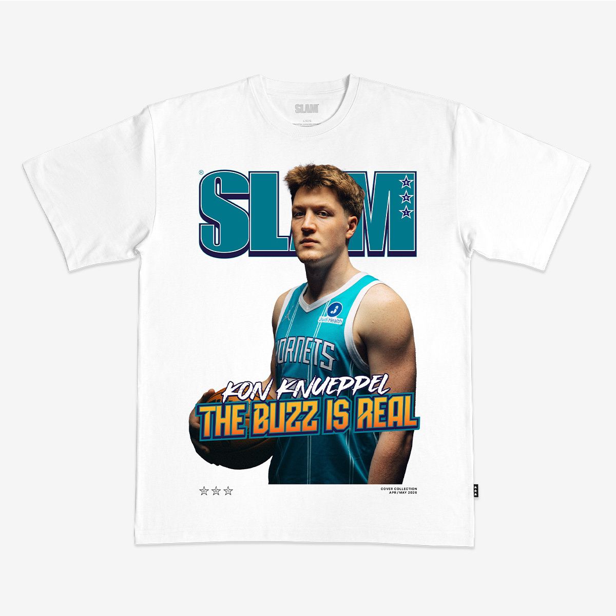 SLAM Adult Charlotte Hornets Kon Knueppel Cover White T-Shirt