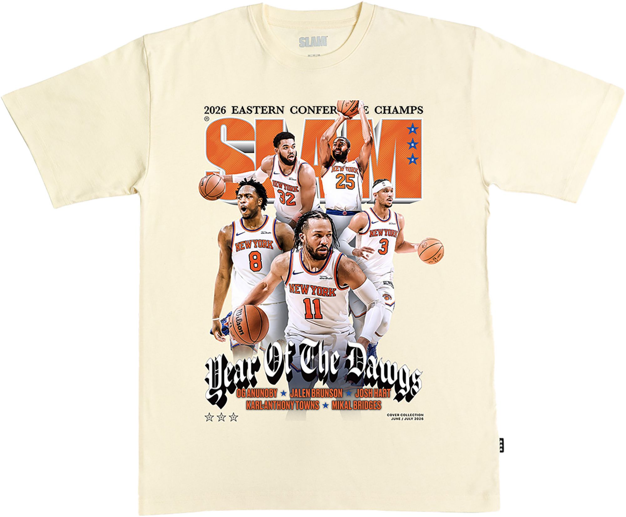 SLAM Men's New York Knicks Off White Starting 5 T-Shirt