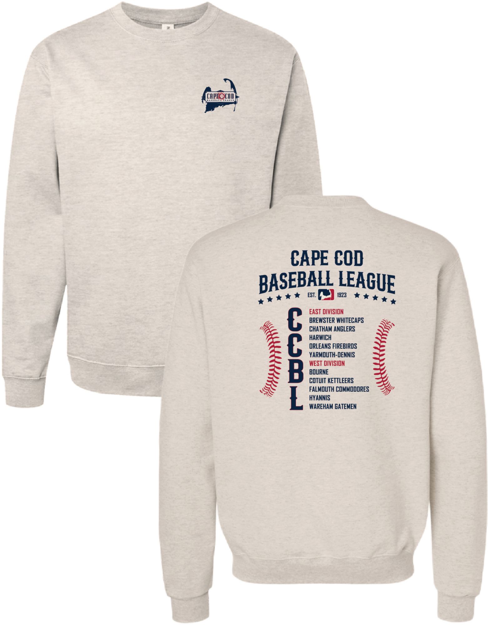 Soft As A Grape Adult Cape Cod Baseball League 2 Hit Crewneck Sweatshirt