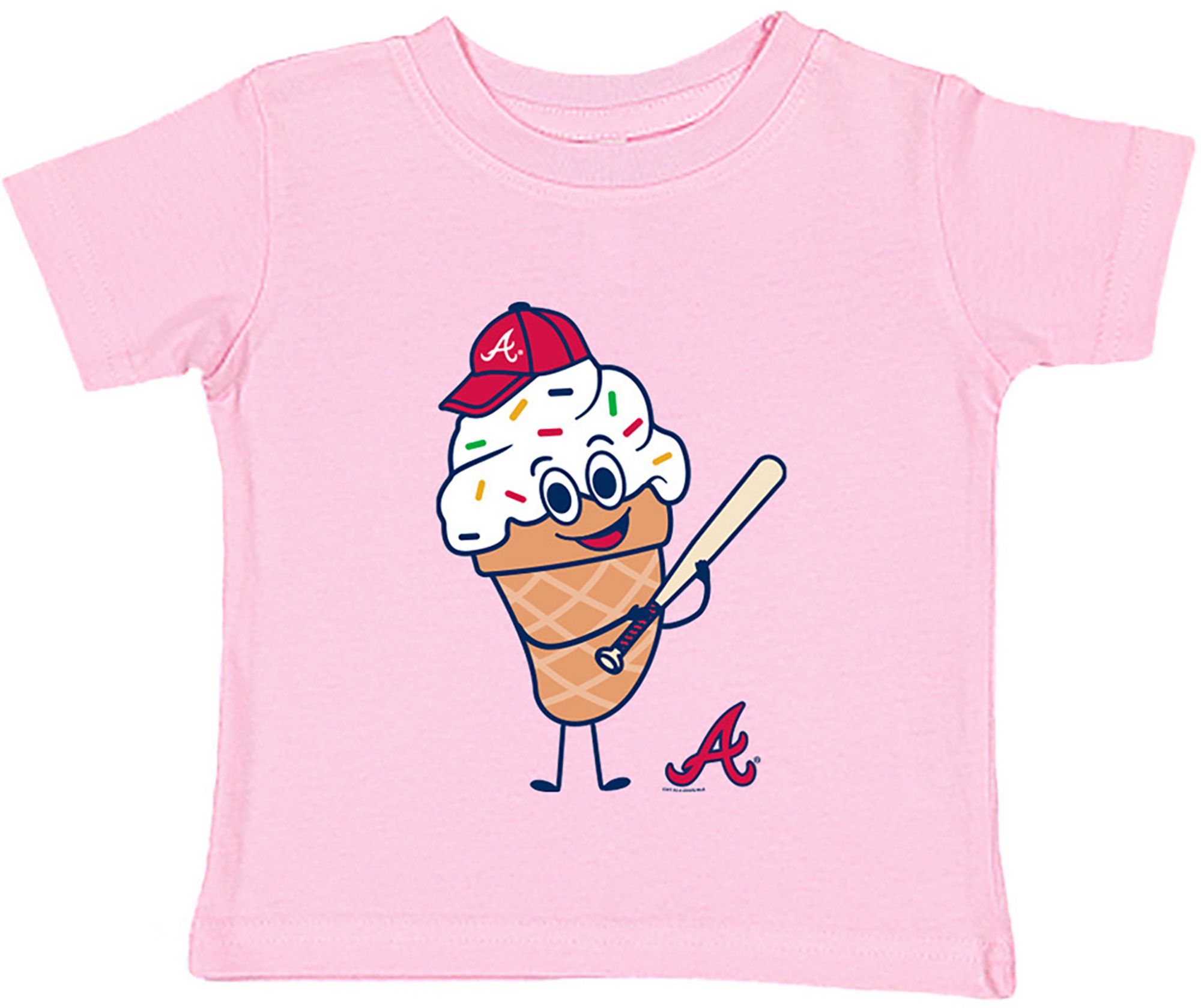 Soft As A Grape Toddler Atlanta Braves Pink Ice Cream T-Shirt
