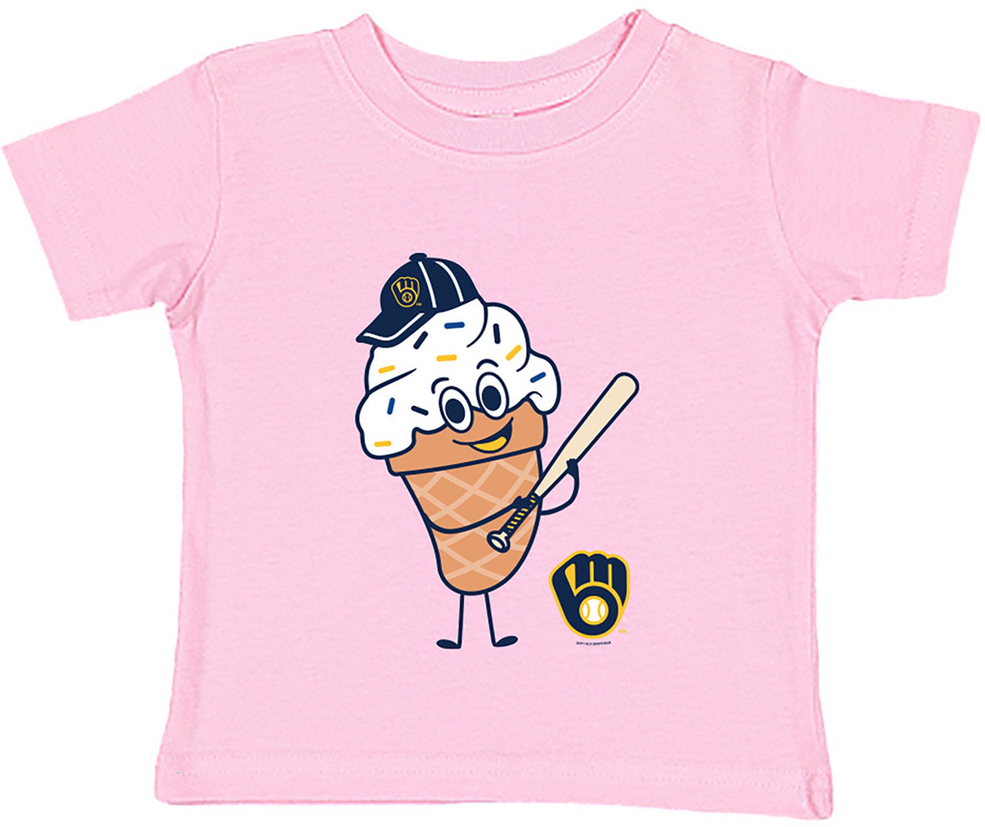 Soft As A Grape Toddler Milwaukee Brewers Pink Ice Cream T-Shirt