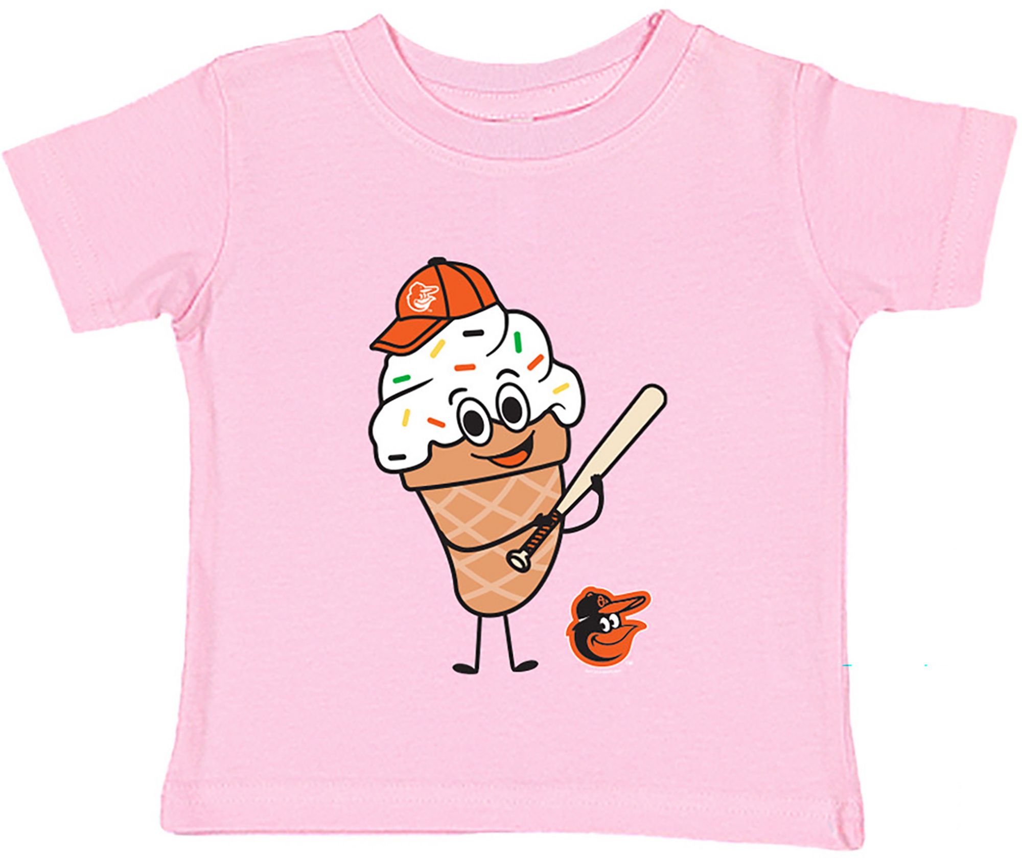 Soft As A Grape Toddler Baltimore Orioles Pink Ice Cream T-Shirt