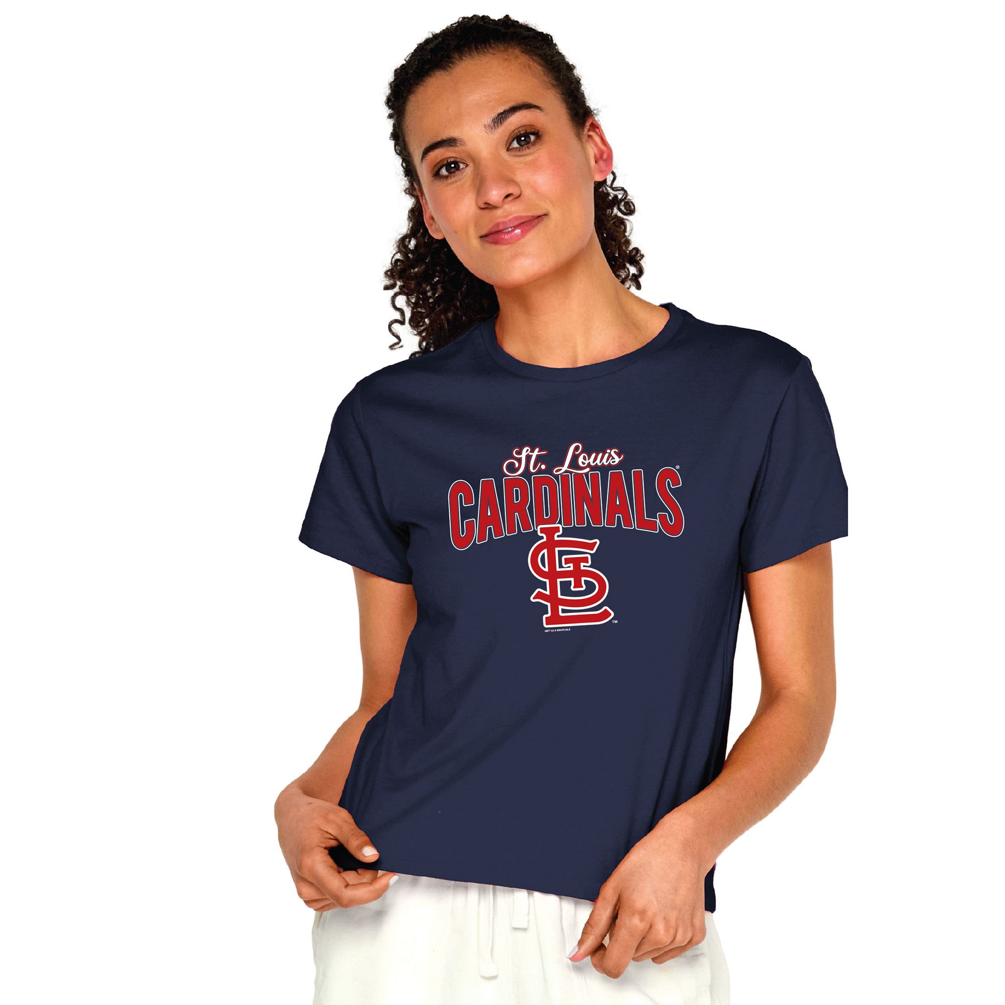 Soft As A Grape Women's St. Louis Cardinals Navy Logo Cropped T-Shirt
