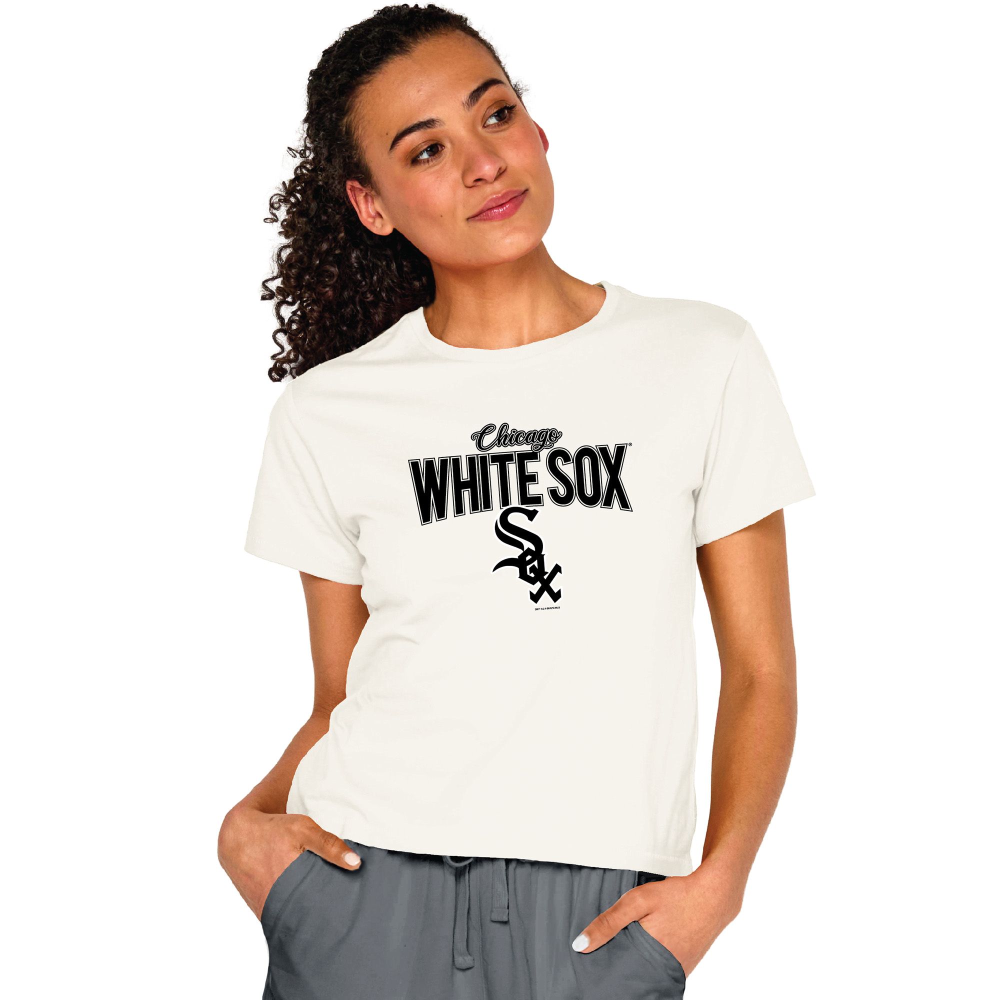 Soft As A Grape Women's Chicago White Sox White Logo Cropped T-Shirt