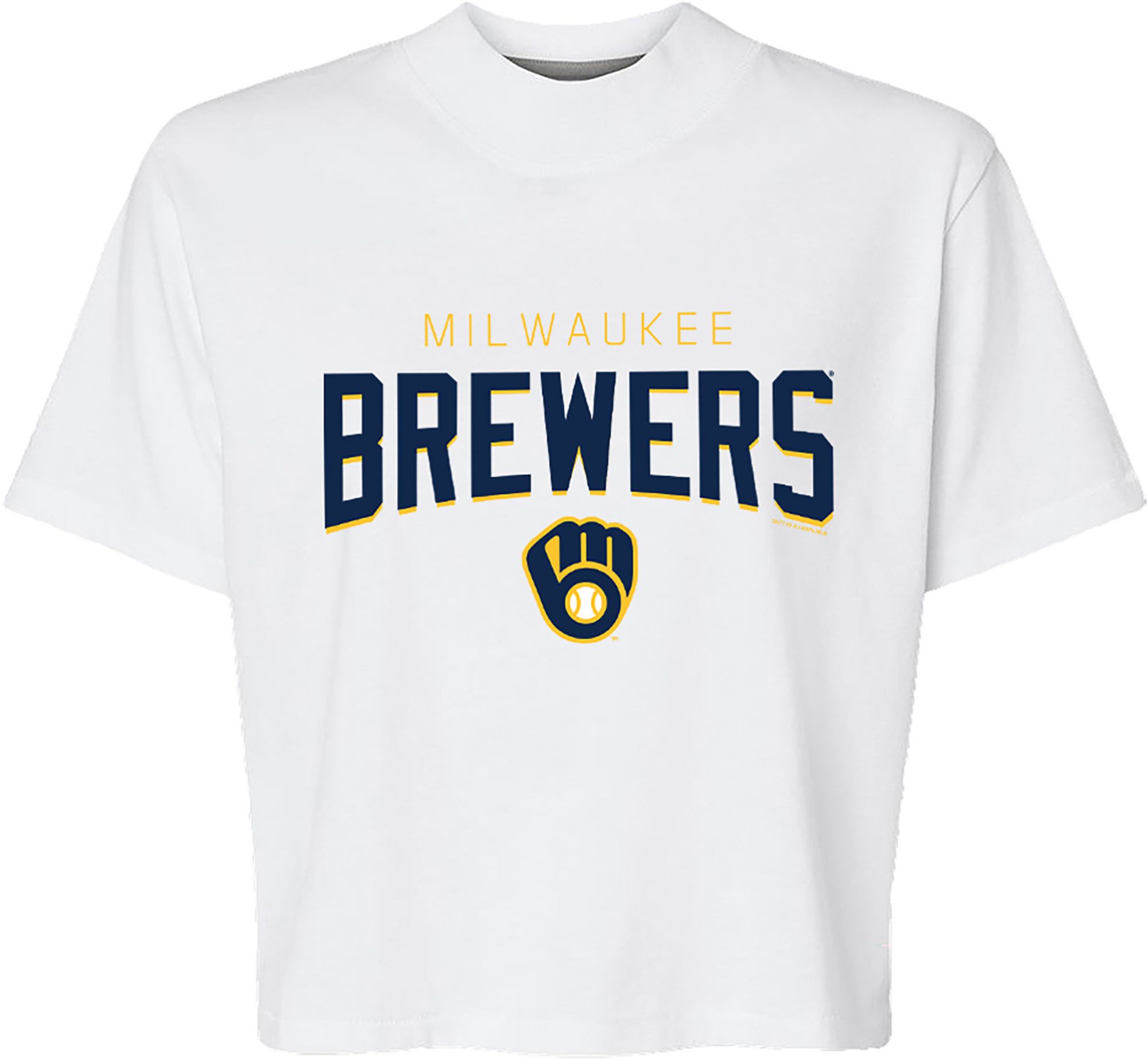 Soft As A Grape Women's Milwaukee Brewers Logo Boxy Cropped T-Shirt