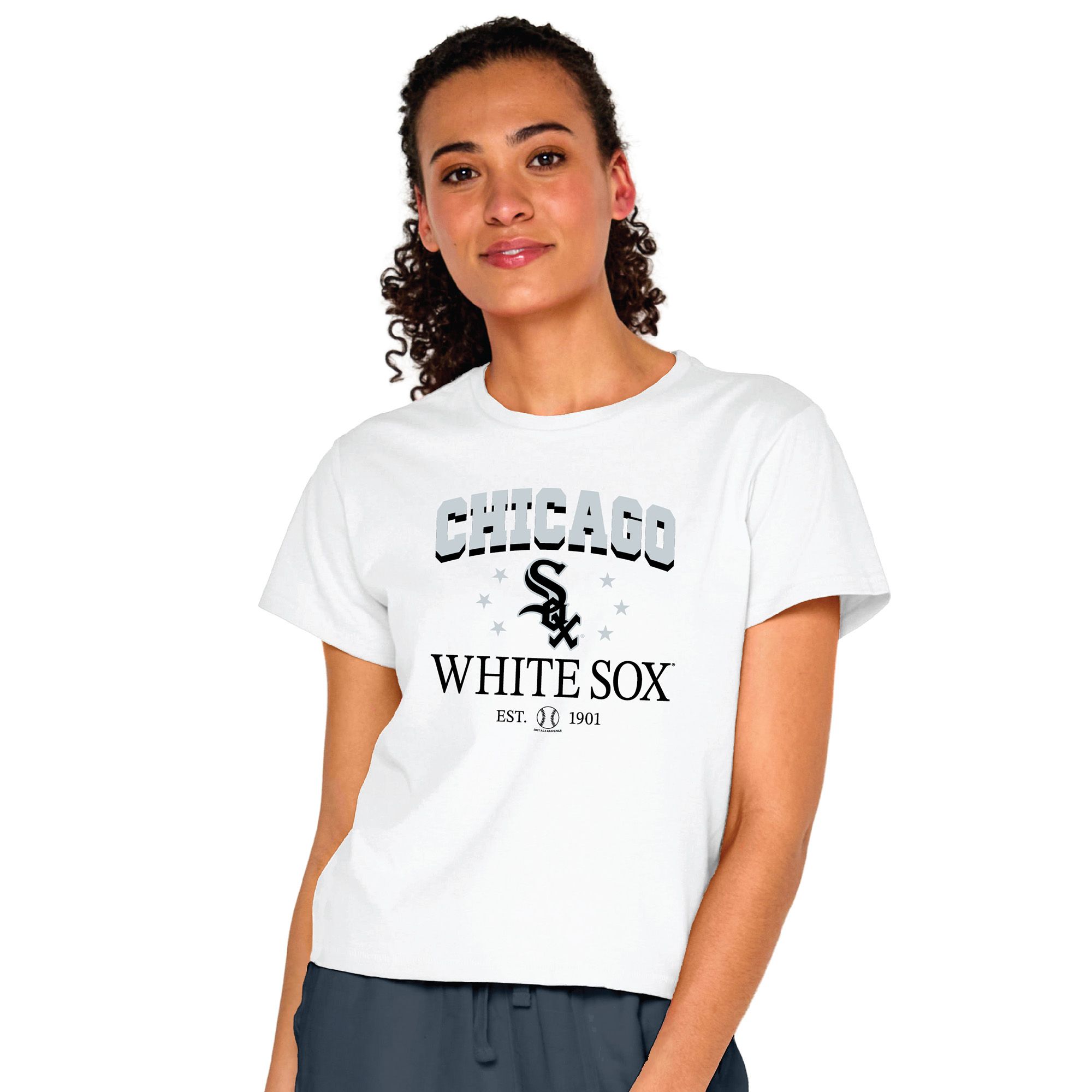 Soft As A Grape Women's Chicago White Sox White Logo T-Shirt