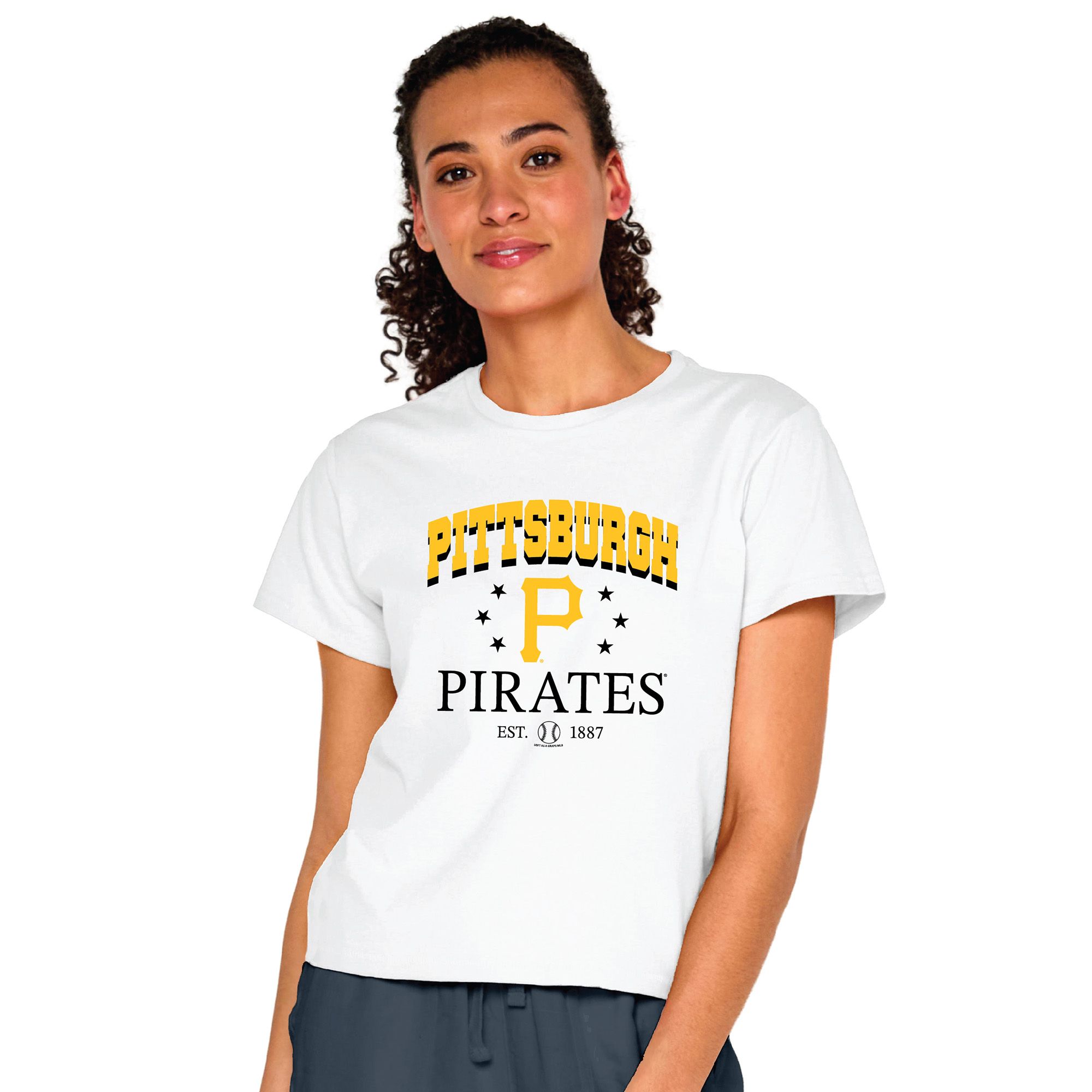 Soft As A Grape Women's Pittsburgh Pirates White Logo T-Shirt