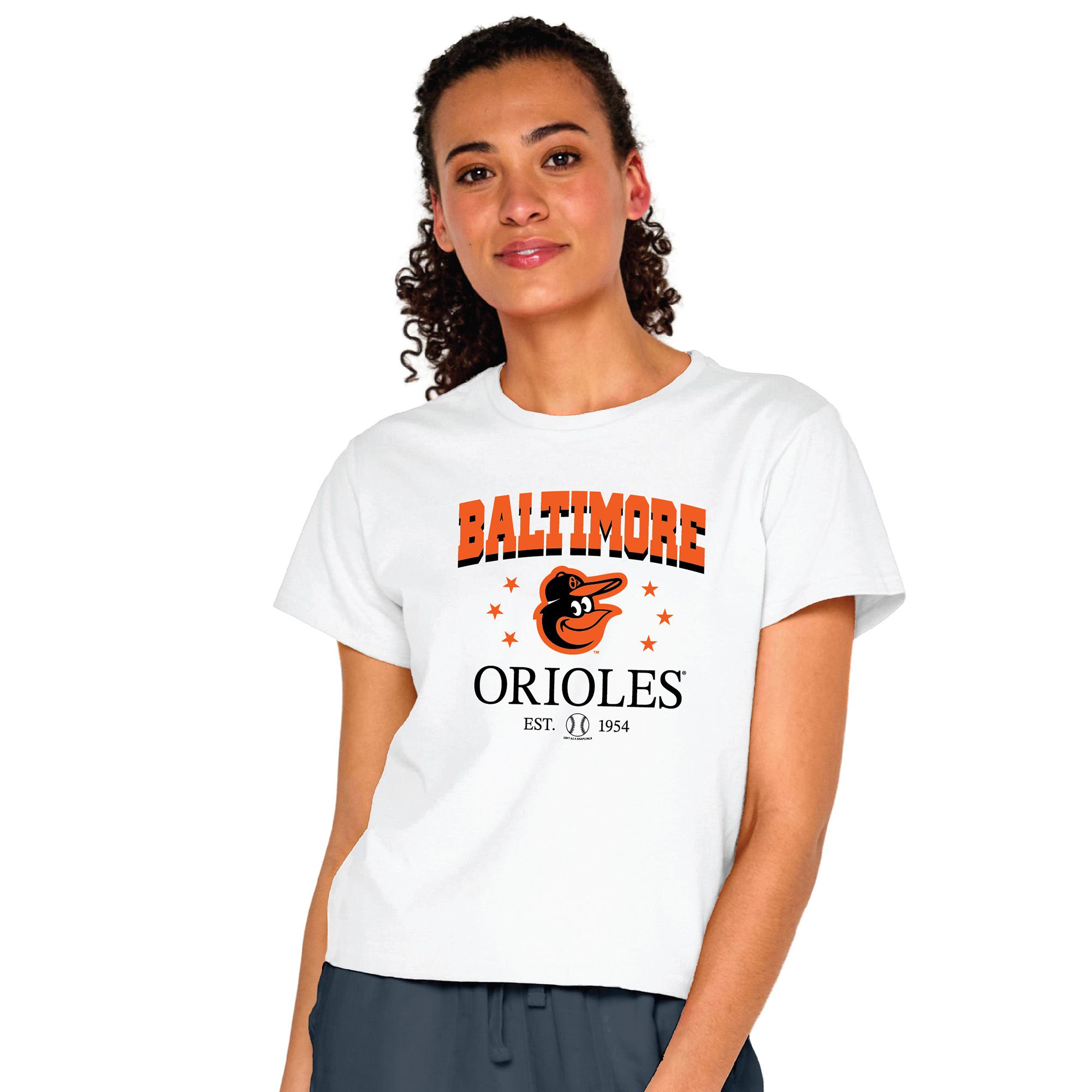 Soft As A Grape Women's Baltimore Orioles White Logo T-Shirt