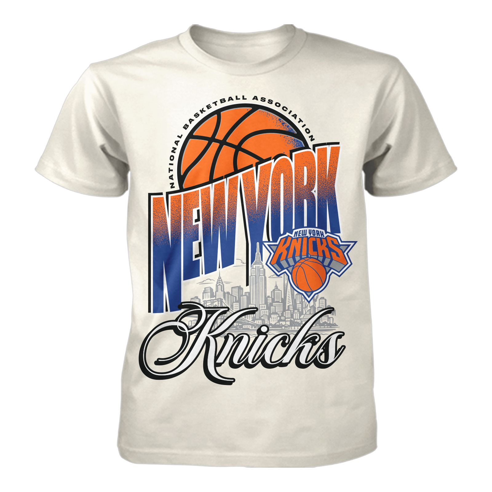Something Inked Adult New York Knicks Stretch Ivory T-Shirt