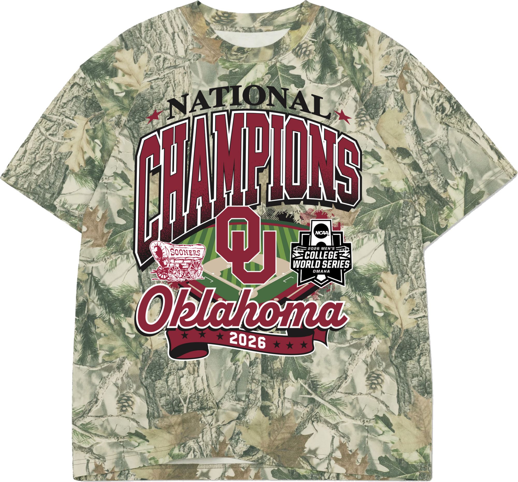 Something Inked Adult 2026 College World Series Baseball Champions Oklahoma Sooners Camo T-Shirt