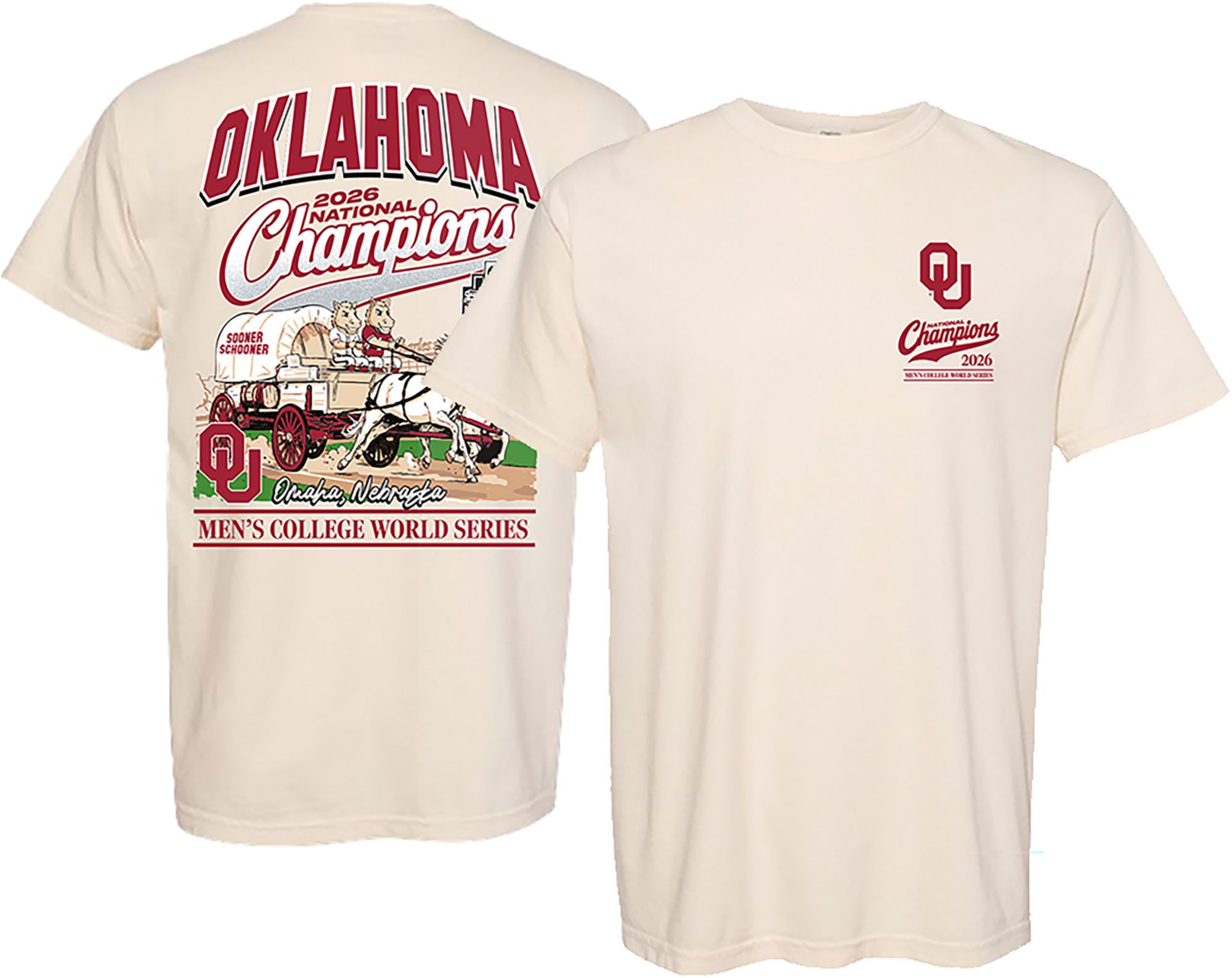 Something Inked Adult 2026 College World Series Baseball Champions Oklahoma Sooners Wagon T-Shirt