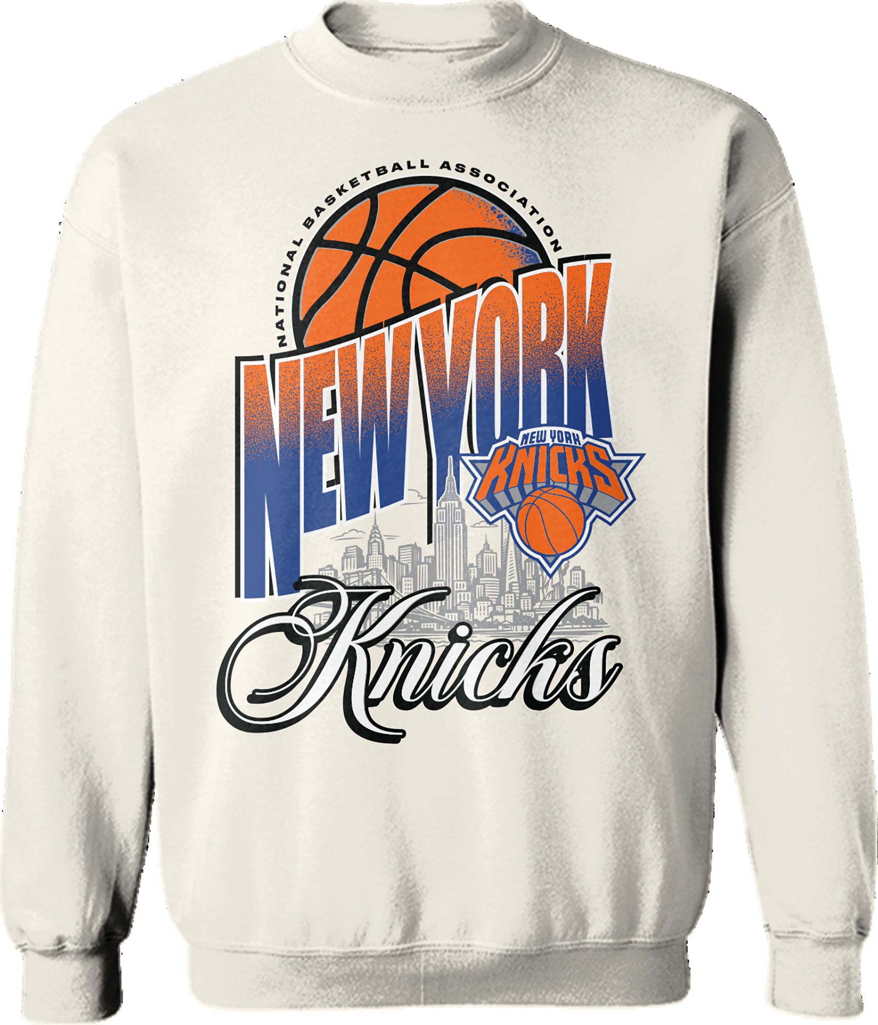 Something Inked Adult New York Knicks Ivory Crew Sweatshirt