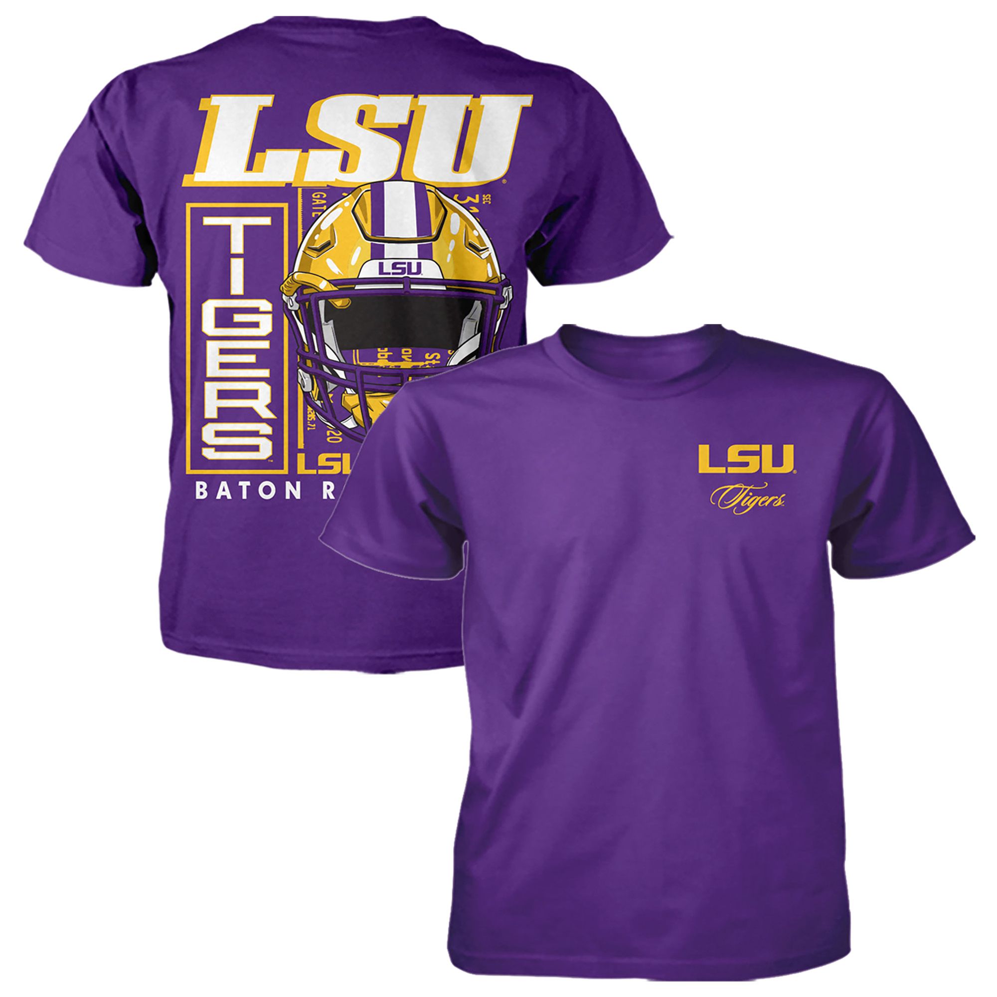 Something Inked Men's LSU Tigers Back Hit Helmet T-Shirt