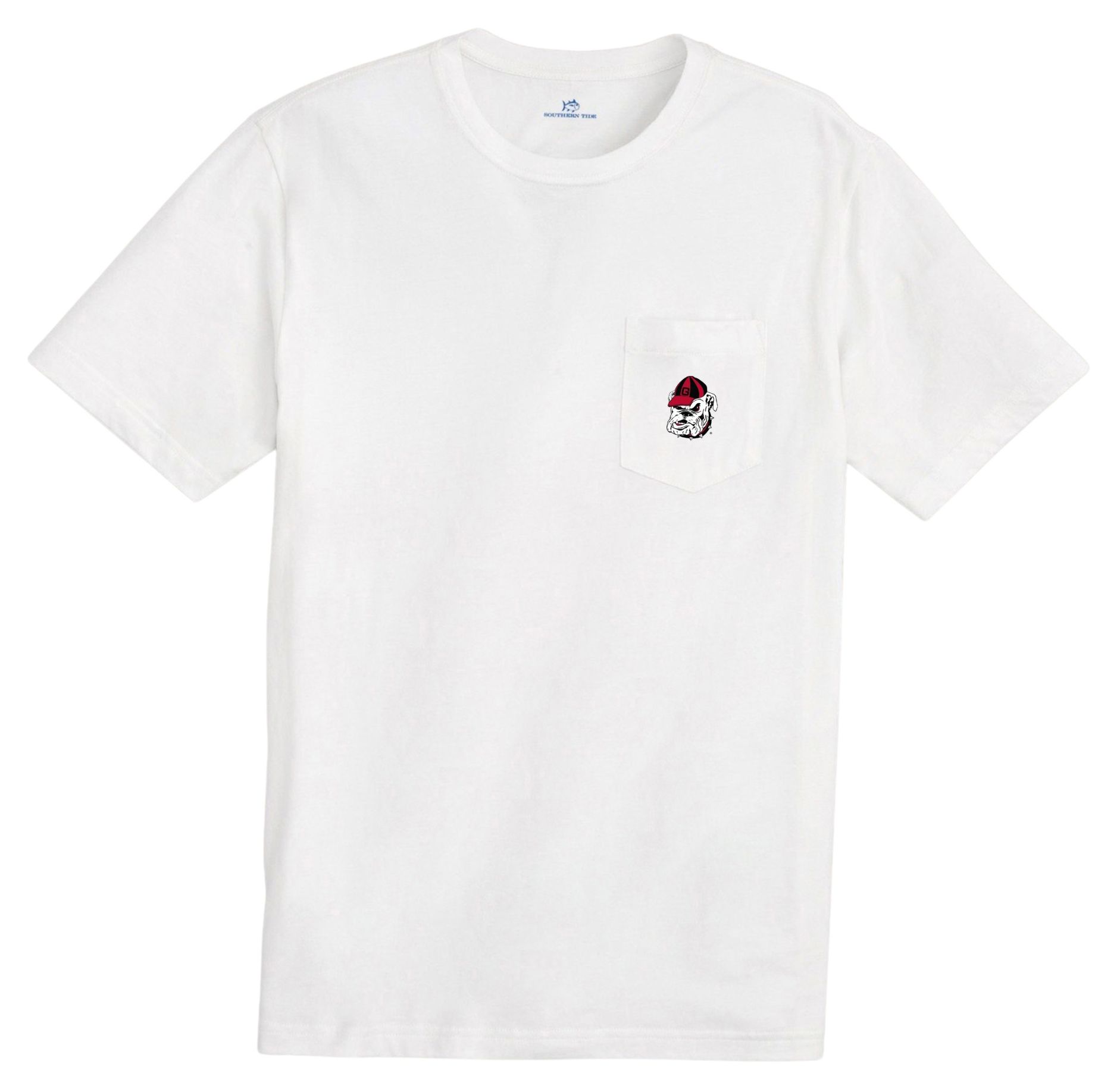 Southern Tide Men's Georgia Bulldogs White Embroidered Pocket T-Shirt