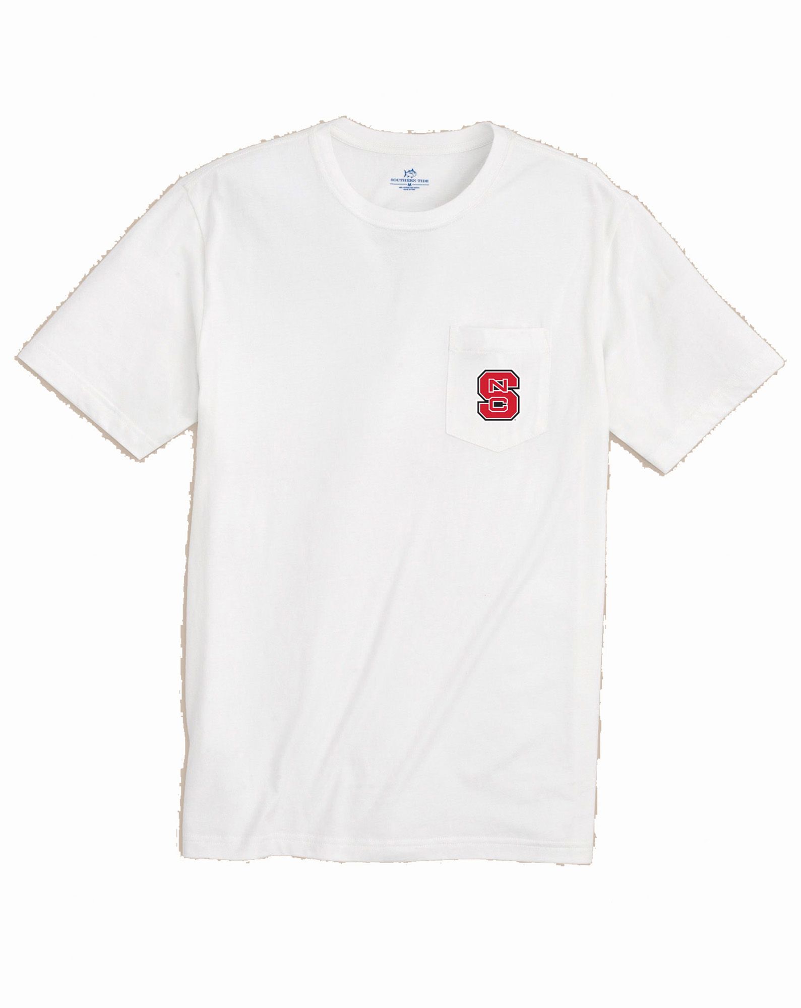 Southern Tide Men's NC State Wolfpack White Embroidered Pocket T-Shirt