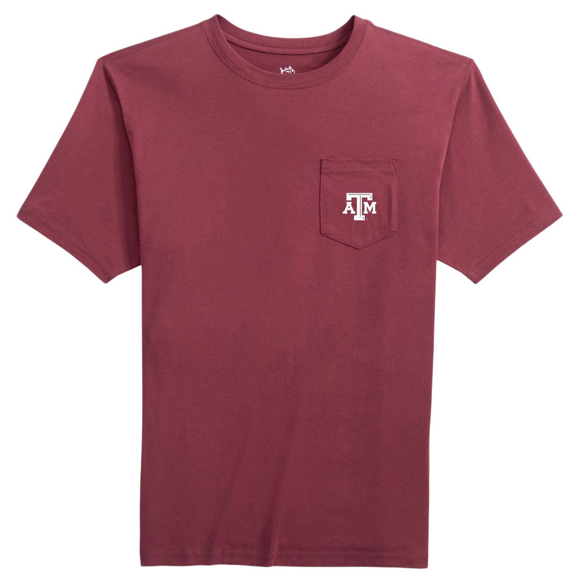 Southern Tide Men's Texas A&amp;M Aggies Maroon Embroidered Pocket T-Shirt