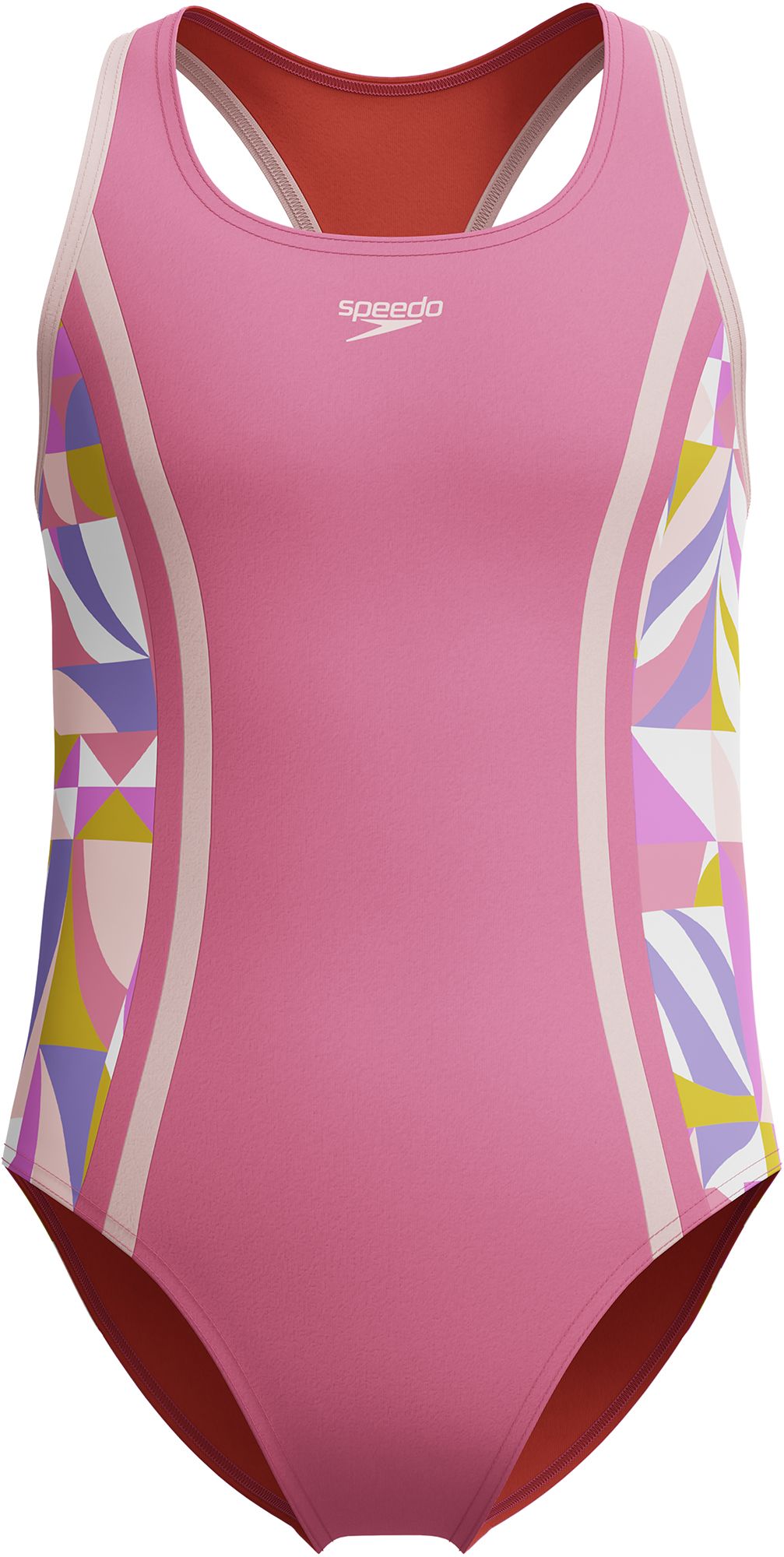 Speedo Girls' Printed Spliced Racerback One-Piece Swimsuit