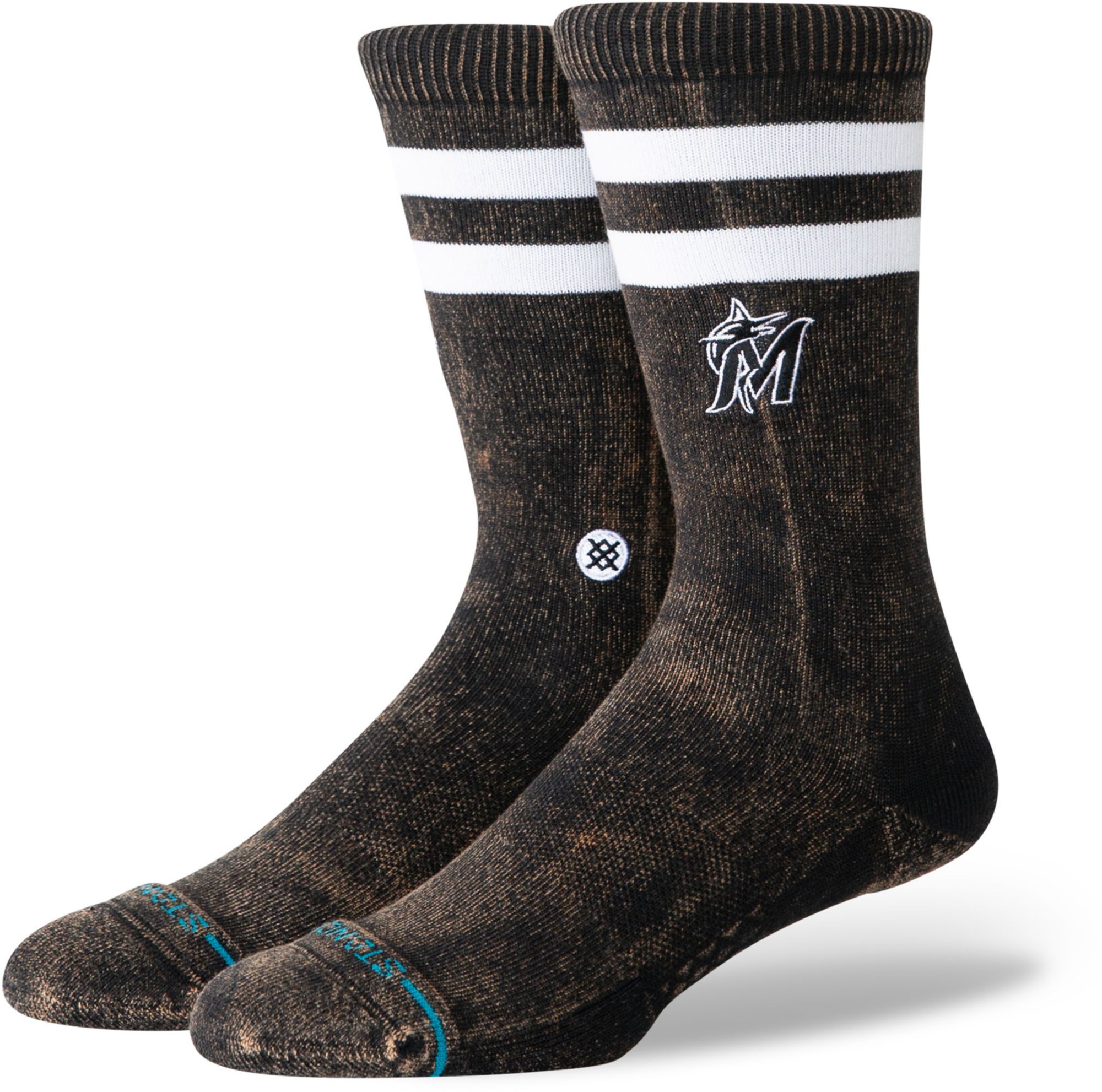 Stance Adult Miami Marlins Black Rotation Crest Crew Socks