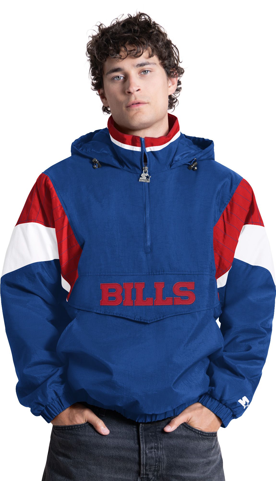 Starter Men's Buffalo Bills Blue Throwback 1/2 Zip Jacket