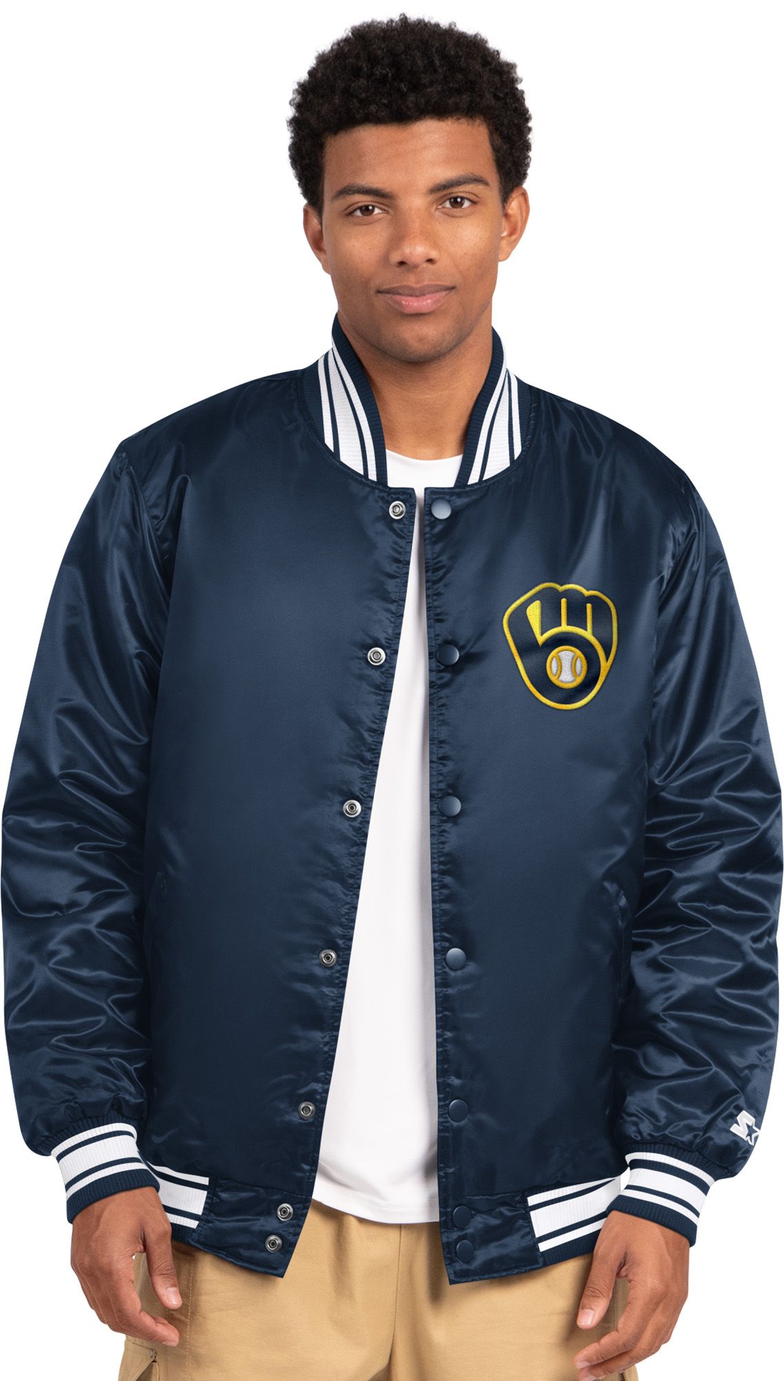 Starter Men's Milwaukee Brewers Varsity Satin Jacket