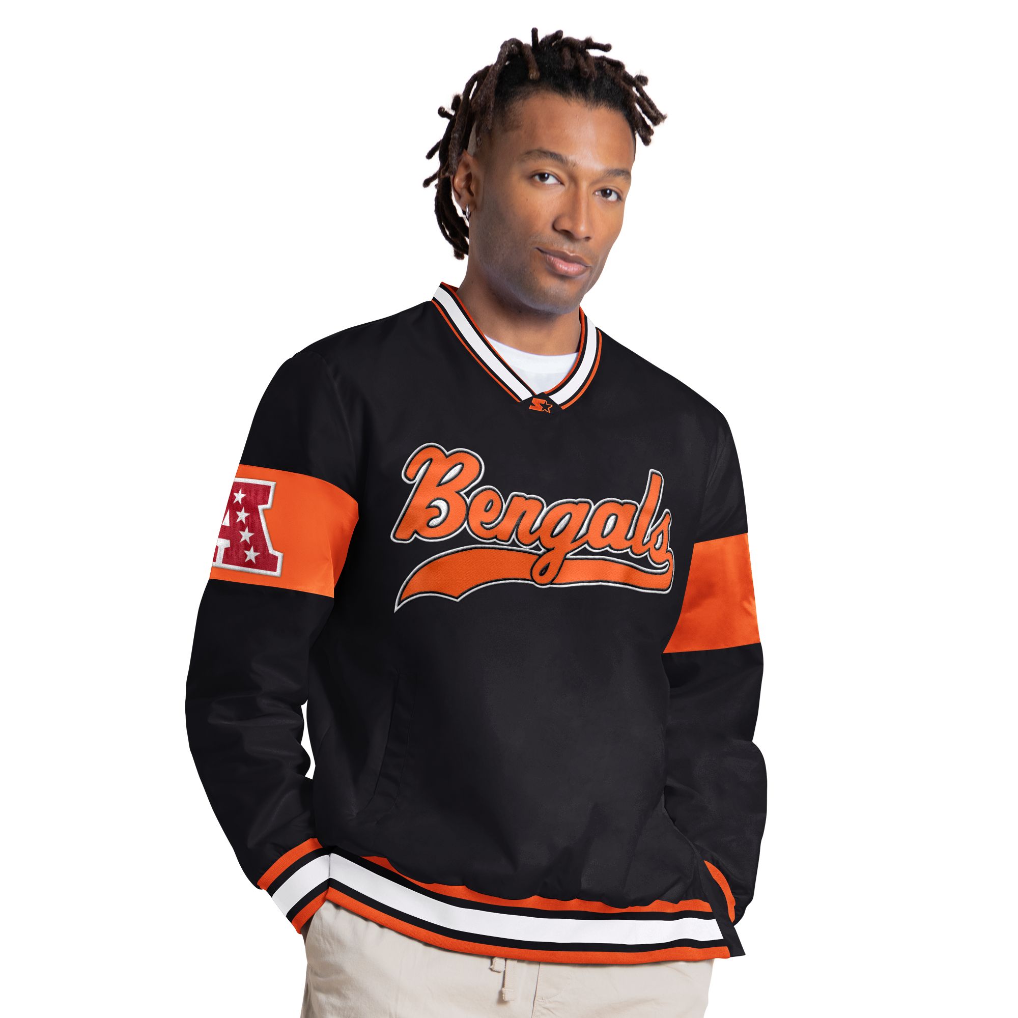 tnewties 20S またホームランだ！　スタジャン　Black Starter Men's Cincinnati Bengals Black Tailsweep Pullover Jacket