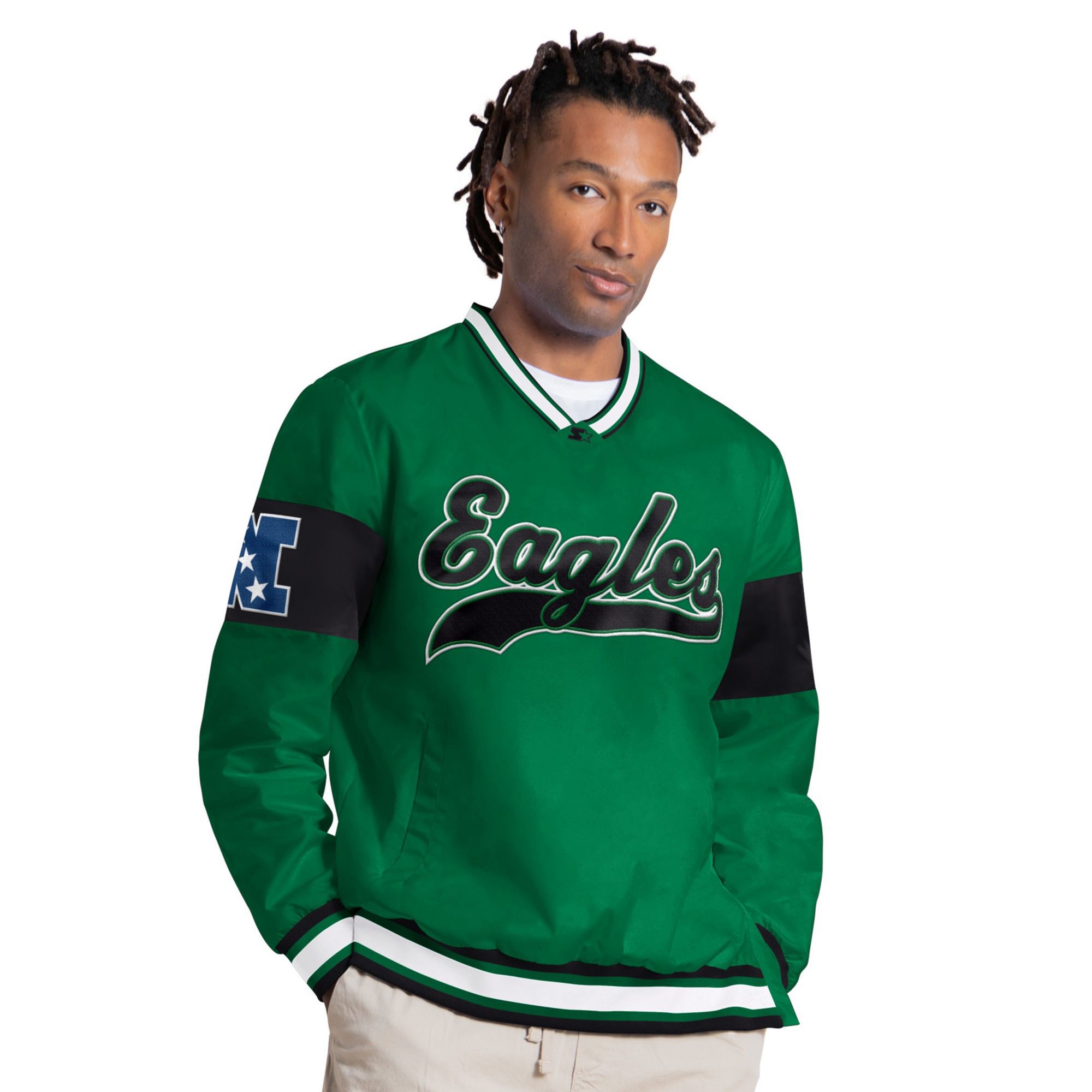 Starter Men's Philadelphia Eagles Green Tailsweep Pullover Jacket