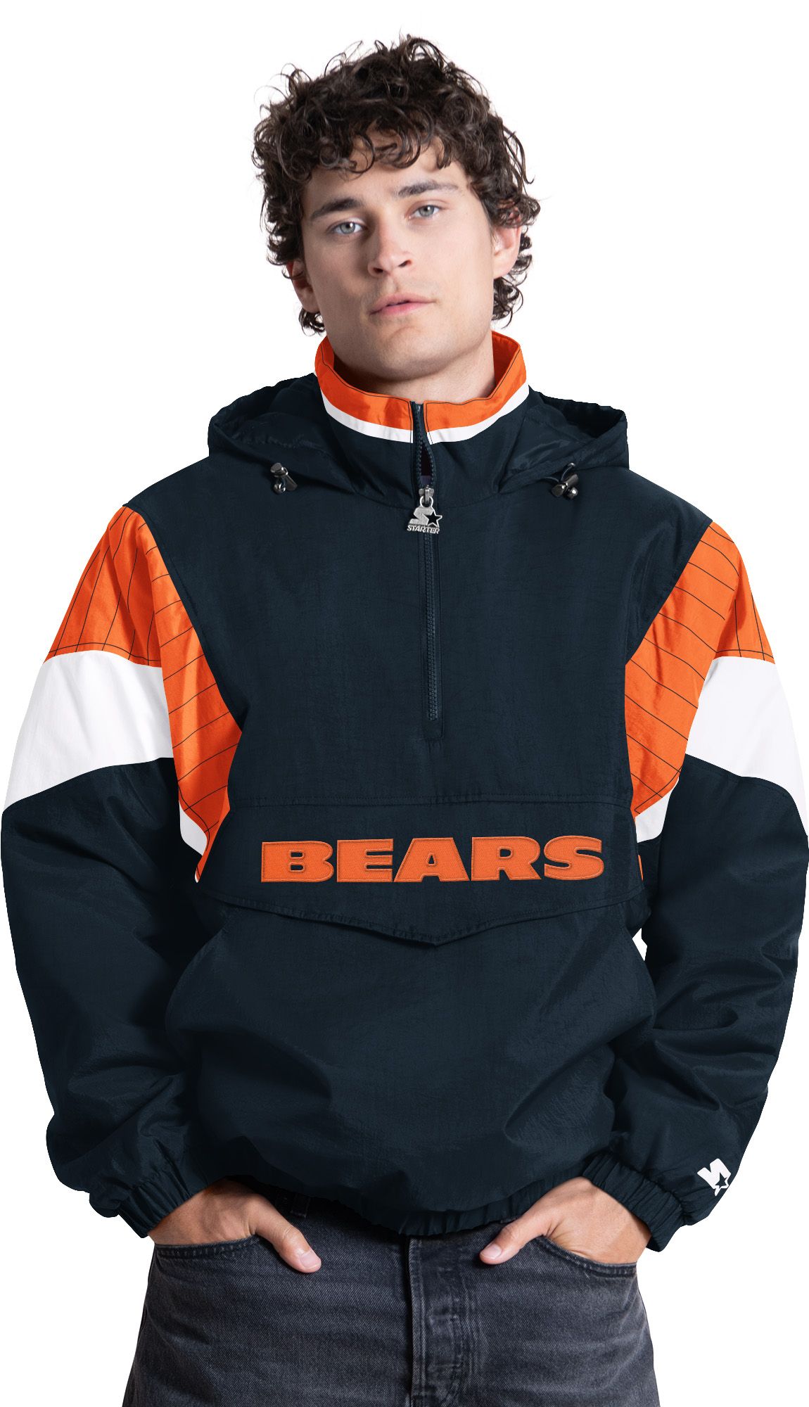 Starter Men's Chicago Bears Black Throwback 1/2 Zip Jacket