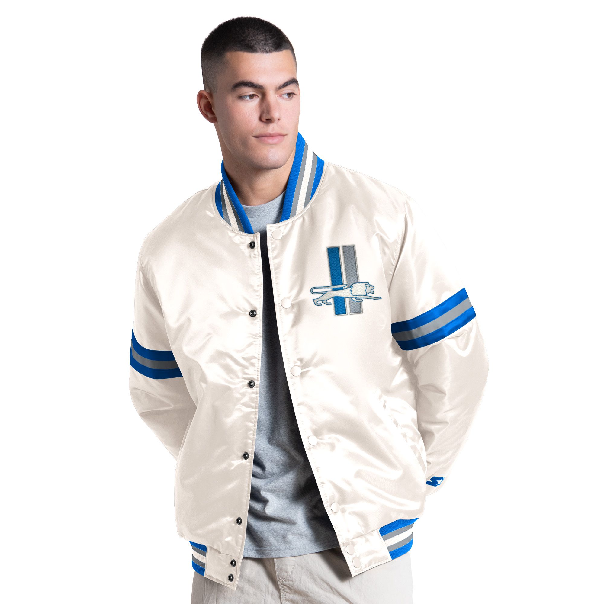 Starter Men's Detroit Lions Court Satin Jacket