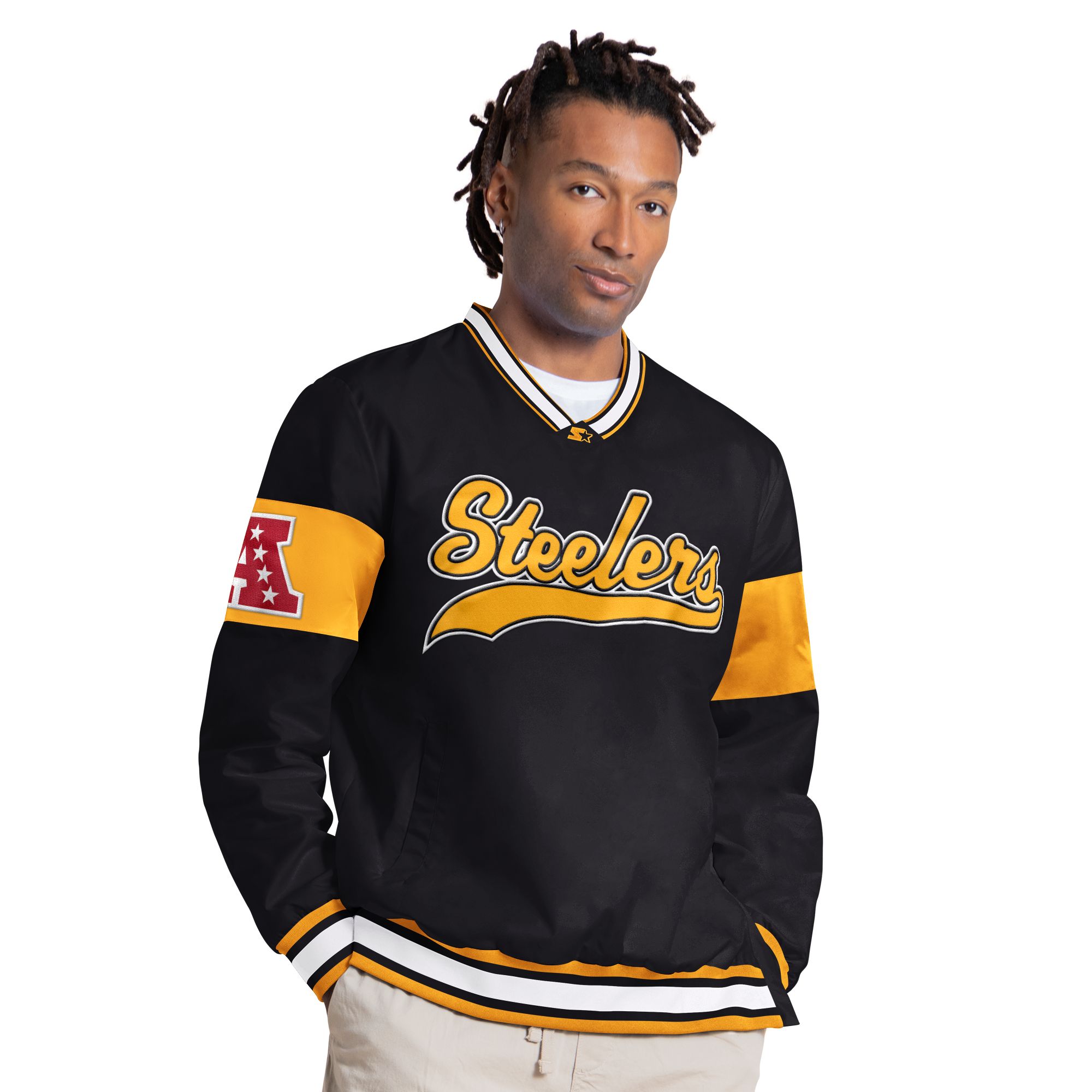Starter Men's Pittsburgh Steelers Black Tailsweep Pullover Jacket