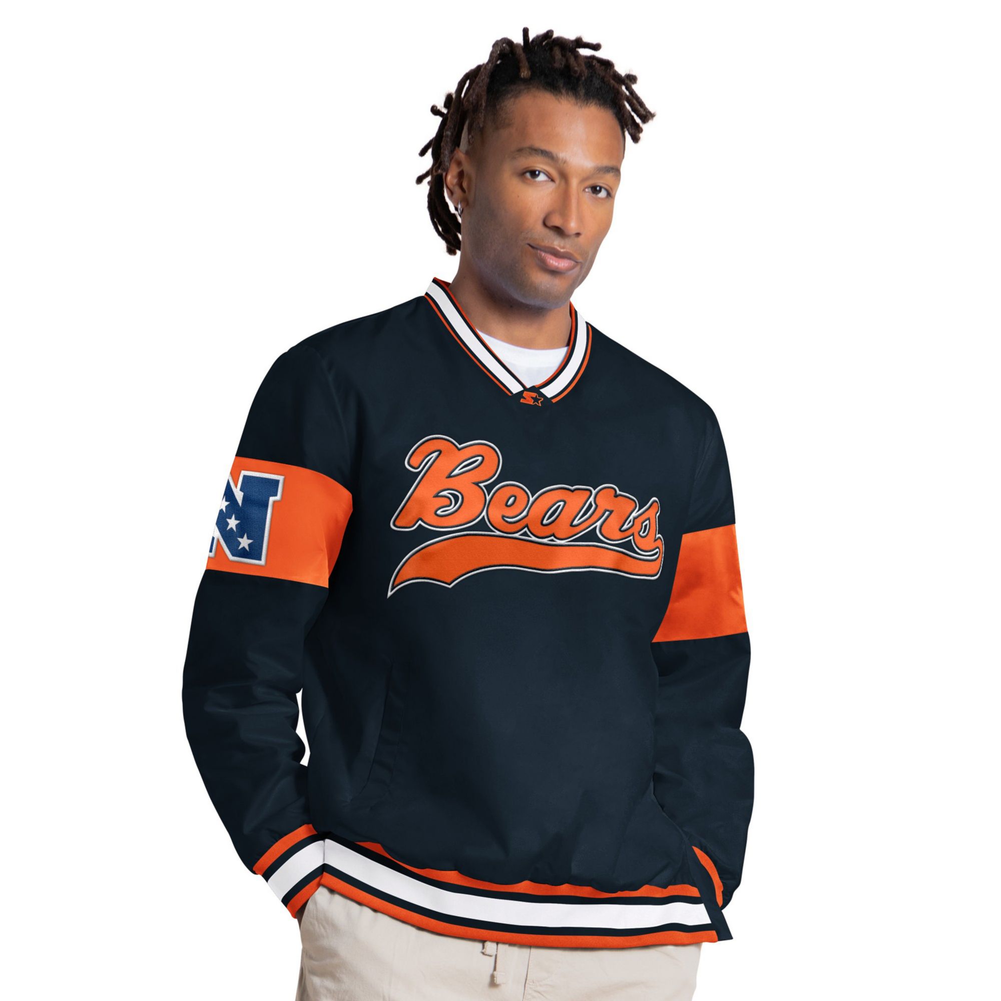 Starter Men's Chicago Bears Navy Tailsweep Pullover Jacket